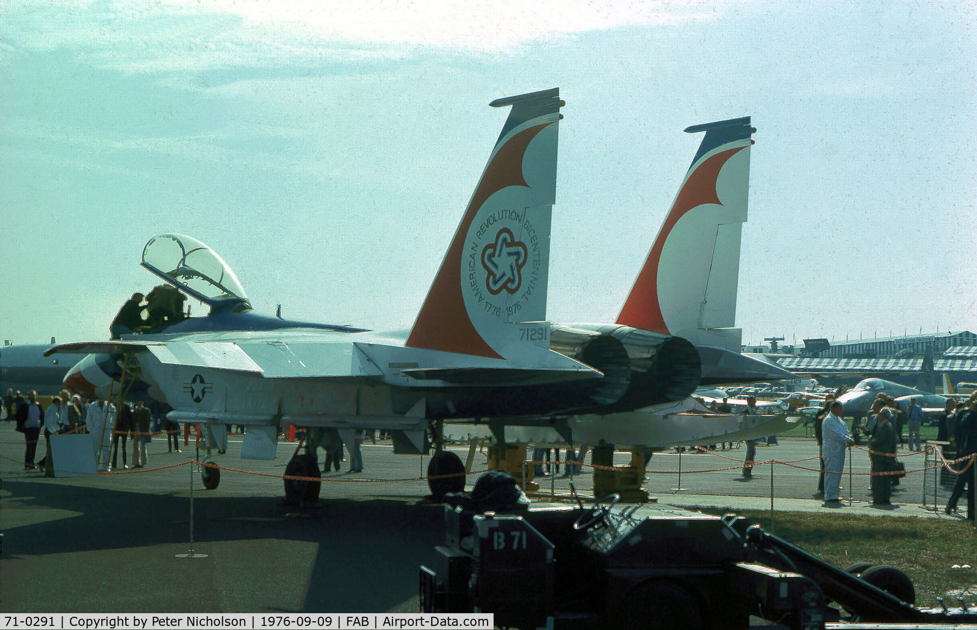 71-0291, 1973 McDonnell Douglas F-15B-4-MC Eagle C/N 0012/B002, Then known as a TF-15A Eagle, McDonnell Douglas demonstrated this aircraft at the 1976 SBAC Farnborough Airshow.
