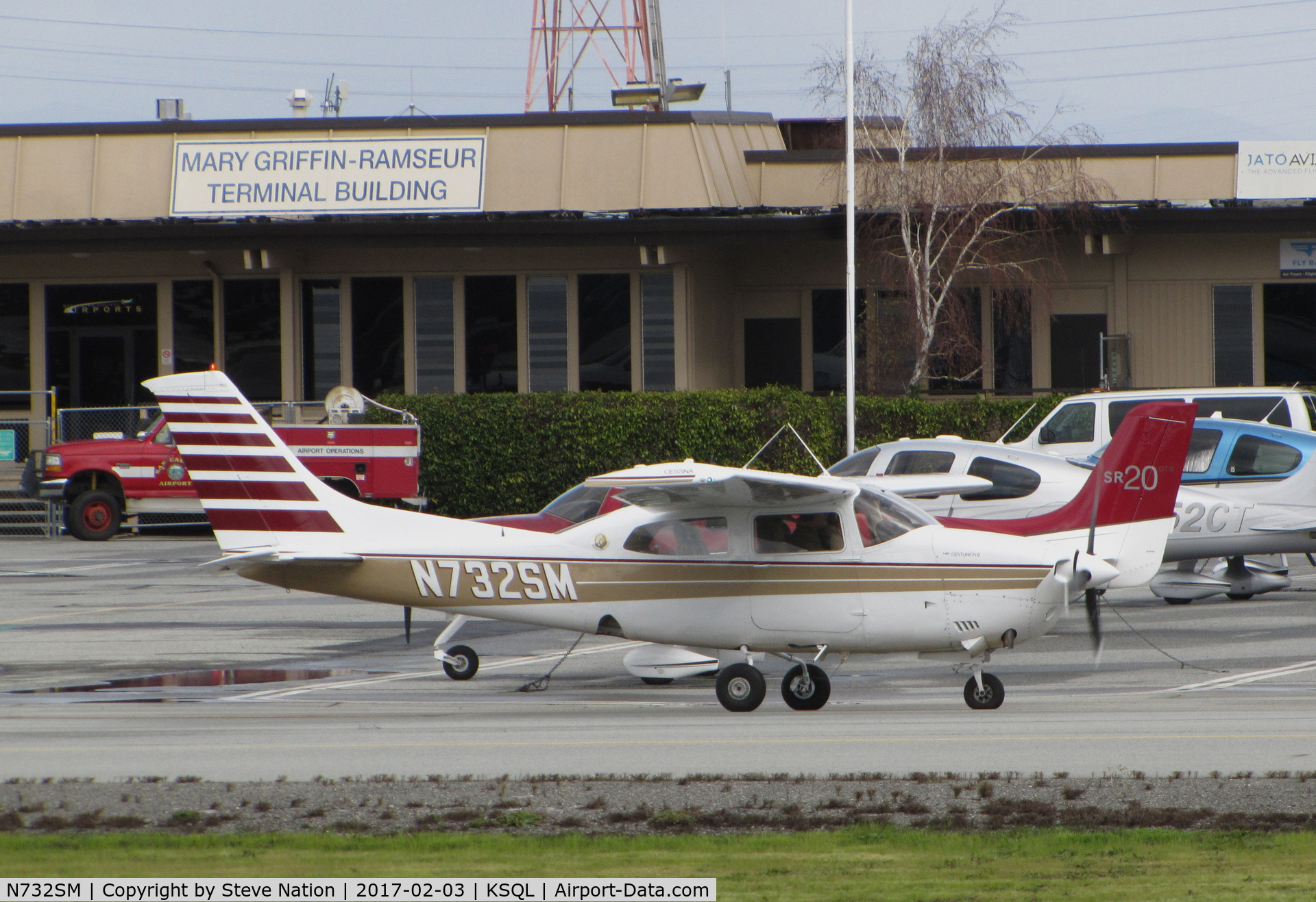 N732SM, 1977 Cessna T210M Turbo Centurion C/N 21061738, San Luis Obispo, CA-based 1977 Cessna T210M Turbo Centurion taxiing for take-off @ San Carlos Airport, CA