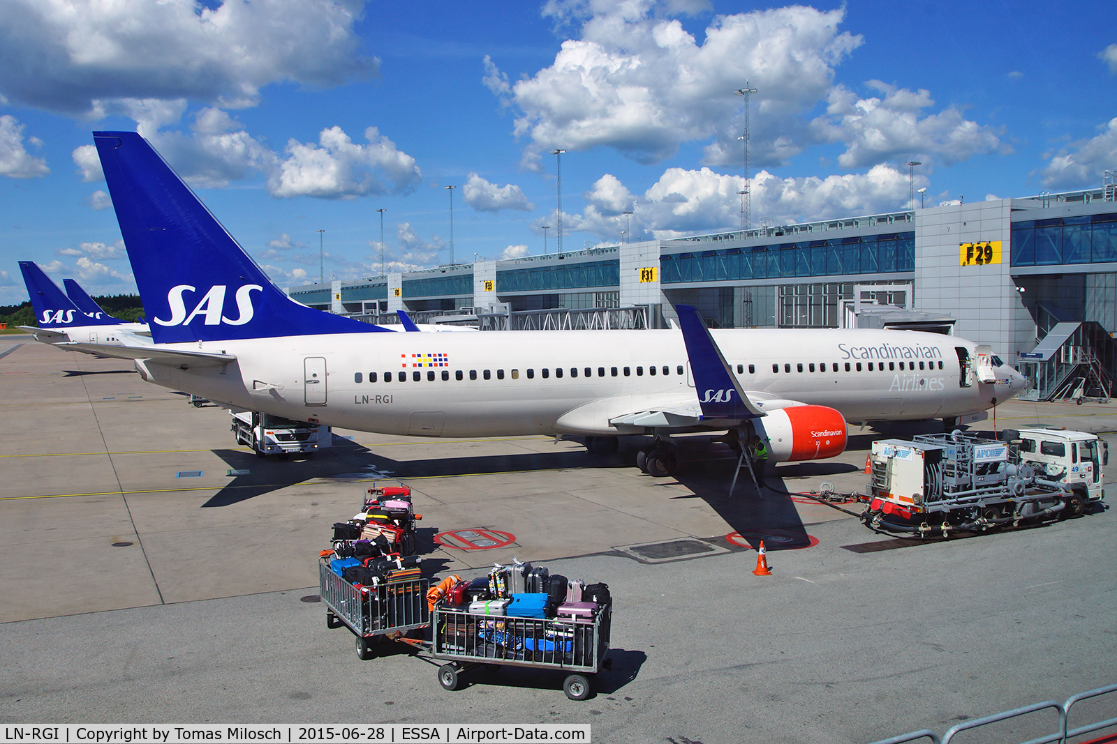 LN-RGI, 2014 Boeing 737-86N C/N 35646, Full action at the SAS terminal in Arlanda
