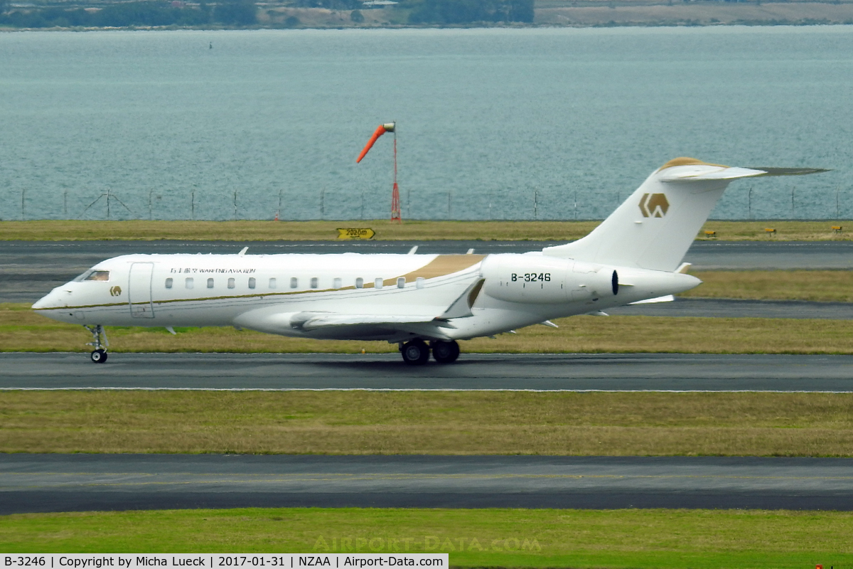 B-3246, 2015 Bombardier BD-700-1A10 Global 6000 C/N 9712, At Auckland