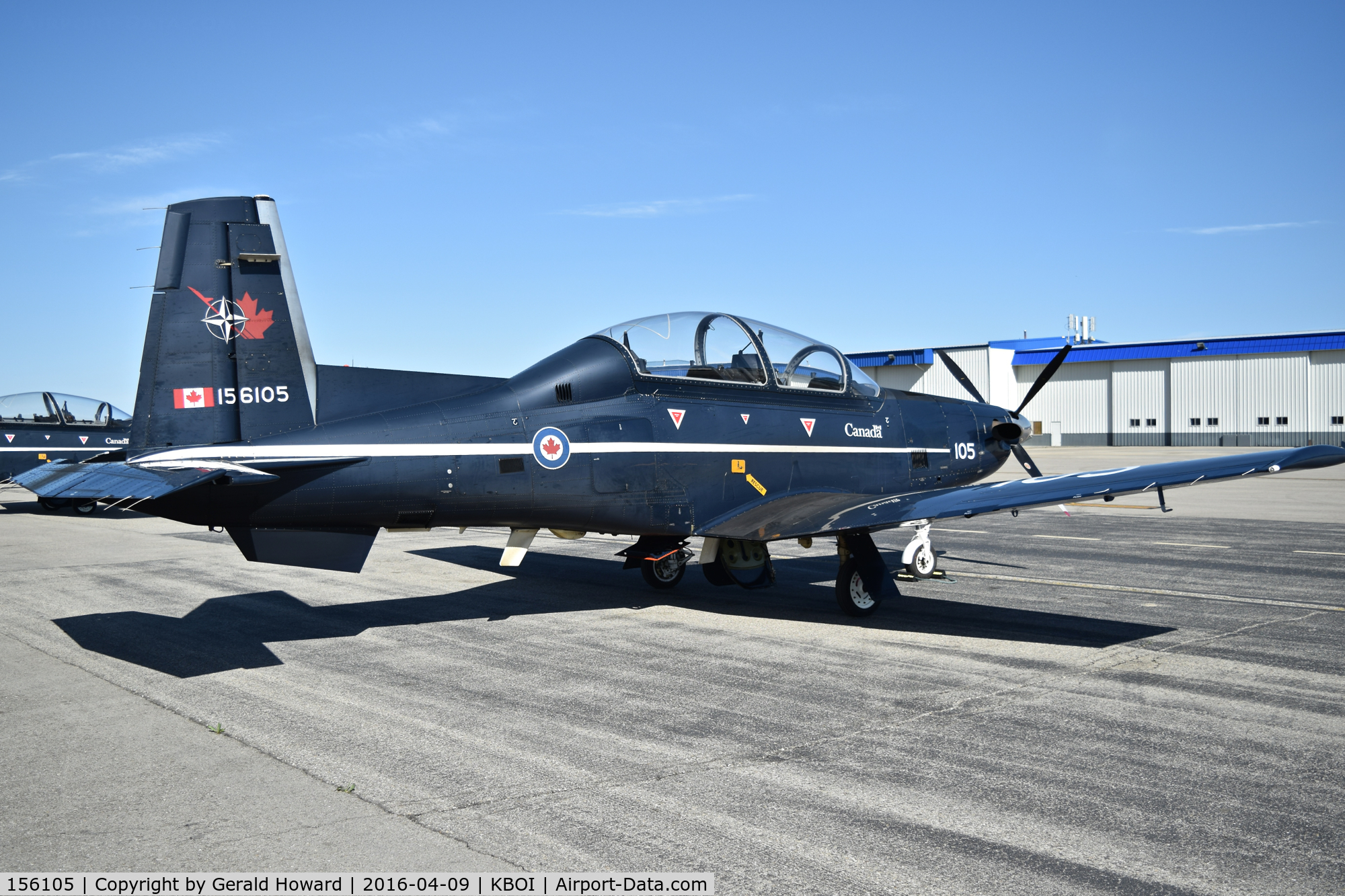 156105, Raytheon CT-156 Harvard II C/N PF-05, Parked on north GA ramp. No.2 CFFTS, Moose Jaw, Saskatchewan, Canada.
