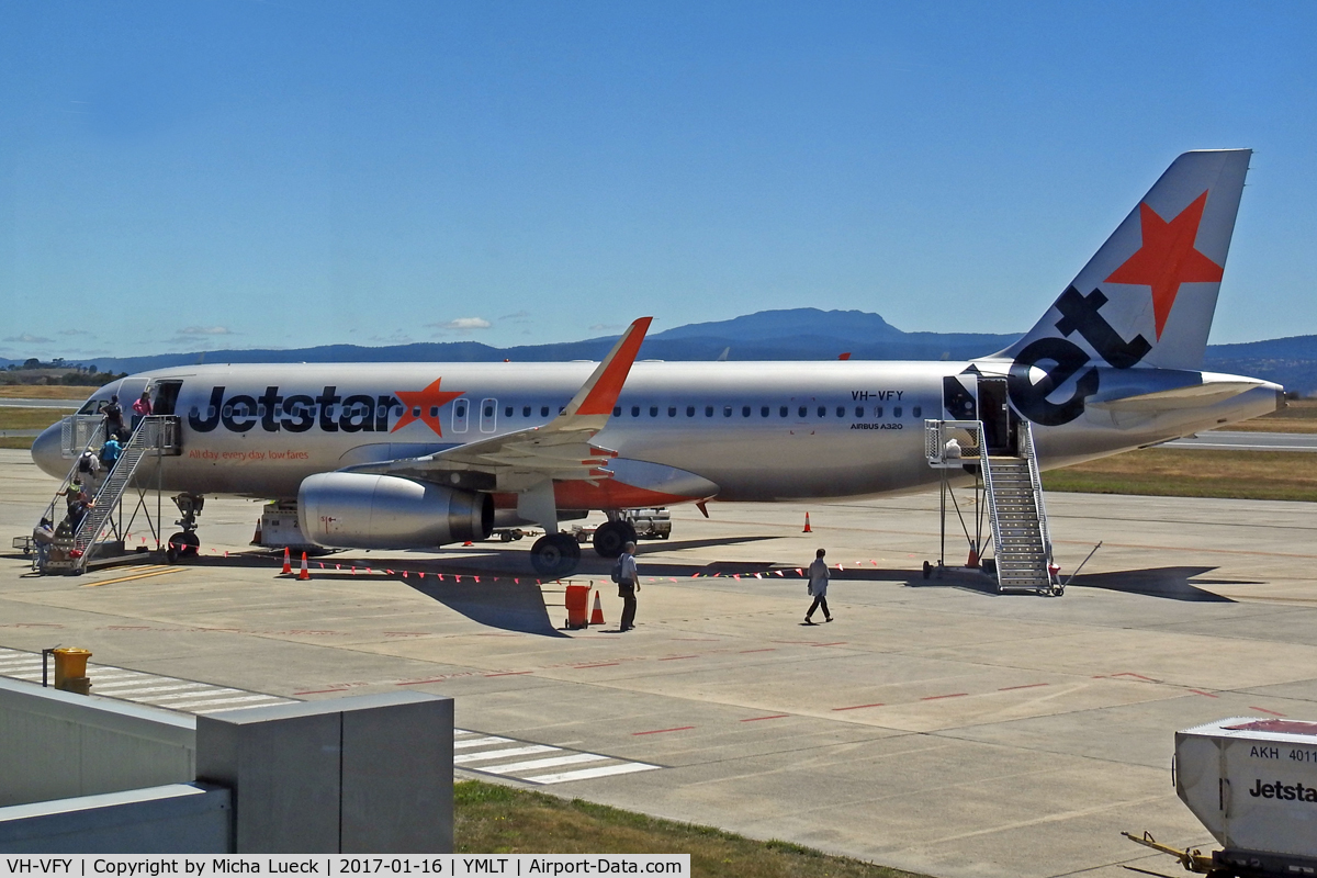 VH-VFY, 2014 Airbus A320-232 C/N 6362, At Launceston