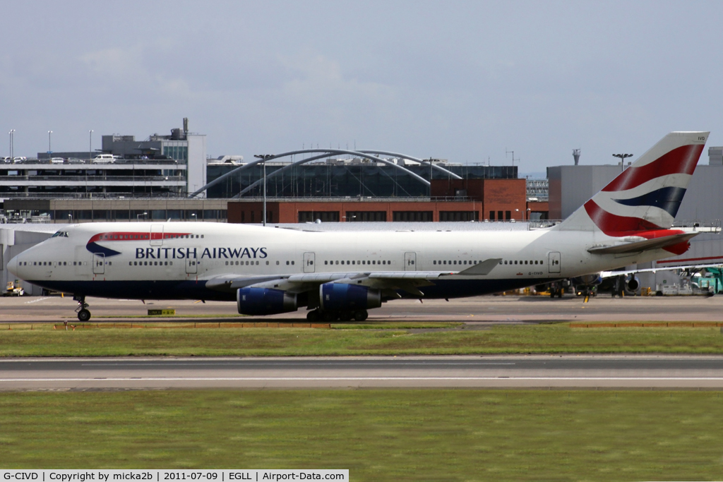 G-CIVD, 1994 Boeing 747-436 C/N 27349, Taxiing. Scrapped in august 2020.