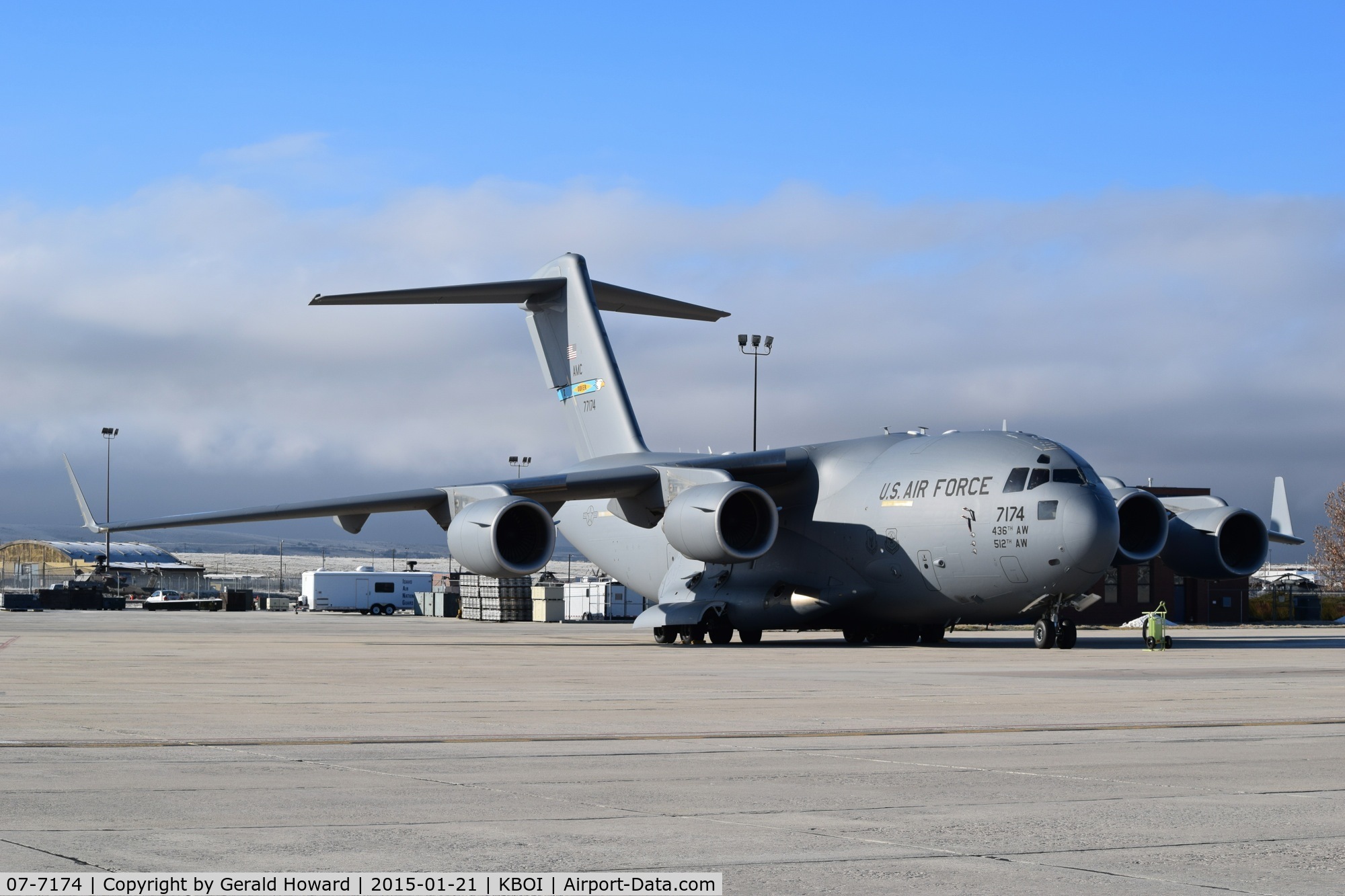 07-7174, 2007 Boeing C-17A Globemaster III C/N F-191/P-174, 436th AW, Dover AFB. Support aircraft for presidential visit.