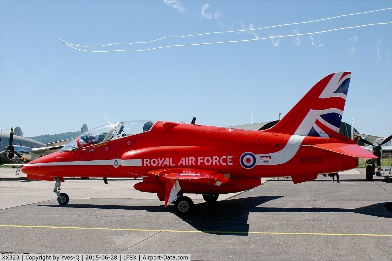 XX323, 1980 Hawker Siddeley Hawk T.1 C/N 167/312148, Royal Air Force Red Arrows Hawker Siddeley Hawk T.1A, Luxeuil-Saint Sauveur Air Base 116 (LFSX) Open day 2015