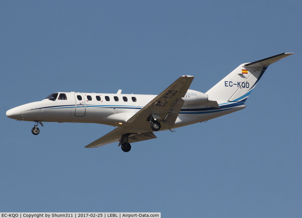 EC-KQO, 2008 Cessna 525B CitationJet CJ3 C/N 525B-0234, Landing rwy 25R