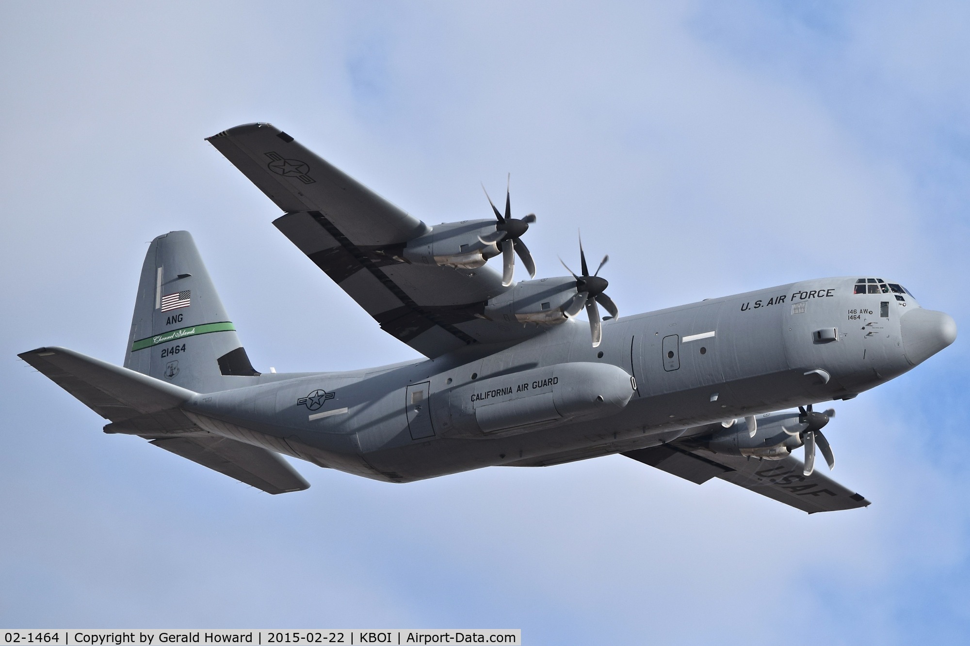 02-1464, 2003 Lockheed Martin C-130J-30 Super Hercules C/N 382-5552, Departing BOI. 146th Air Wing, CA ANG.