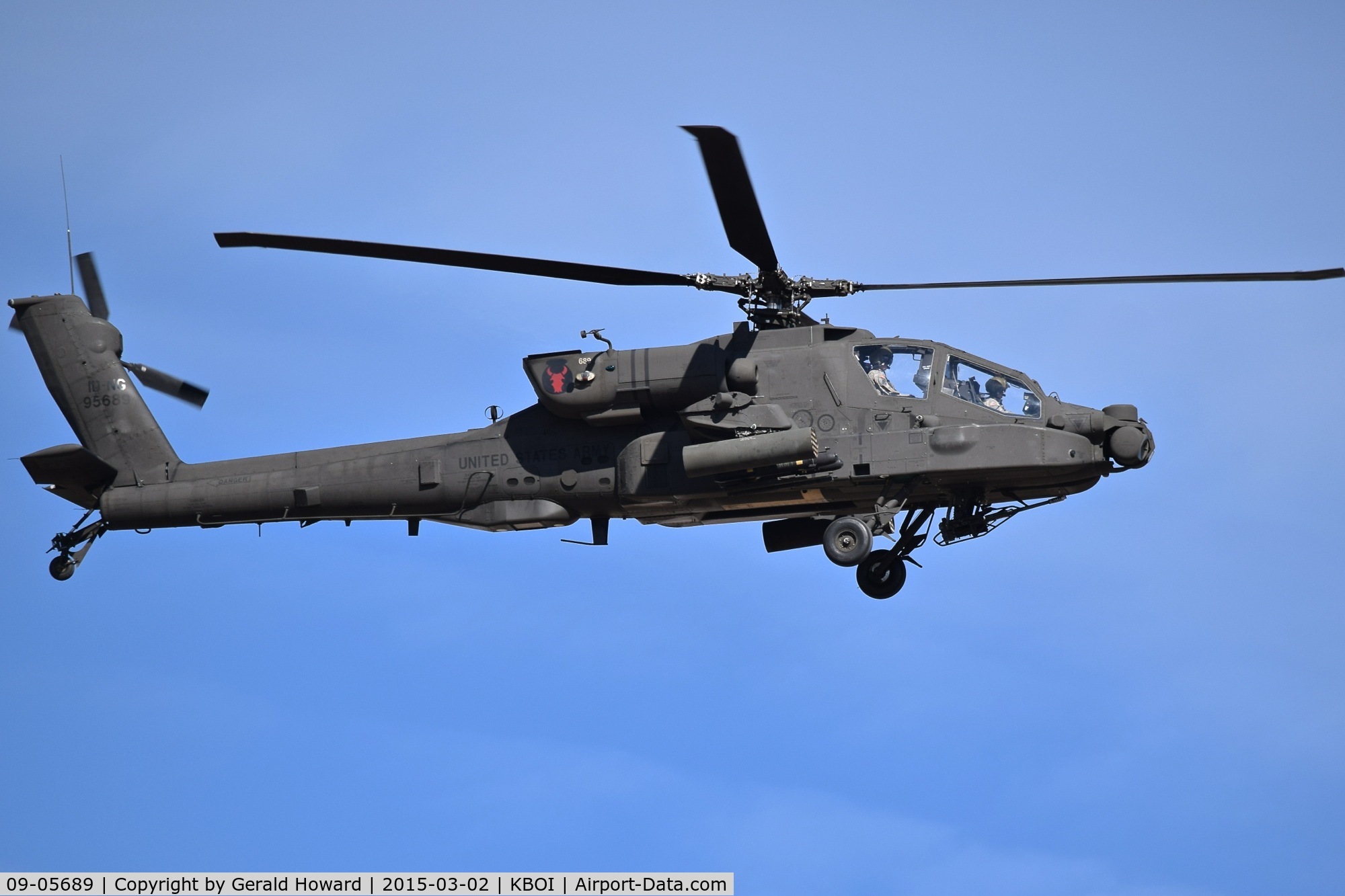 09-05689, 2009 Boeing AH-64D Longbow Apache C/N PVD689, Departing BOI.