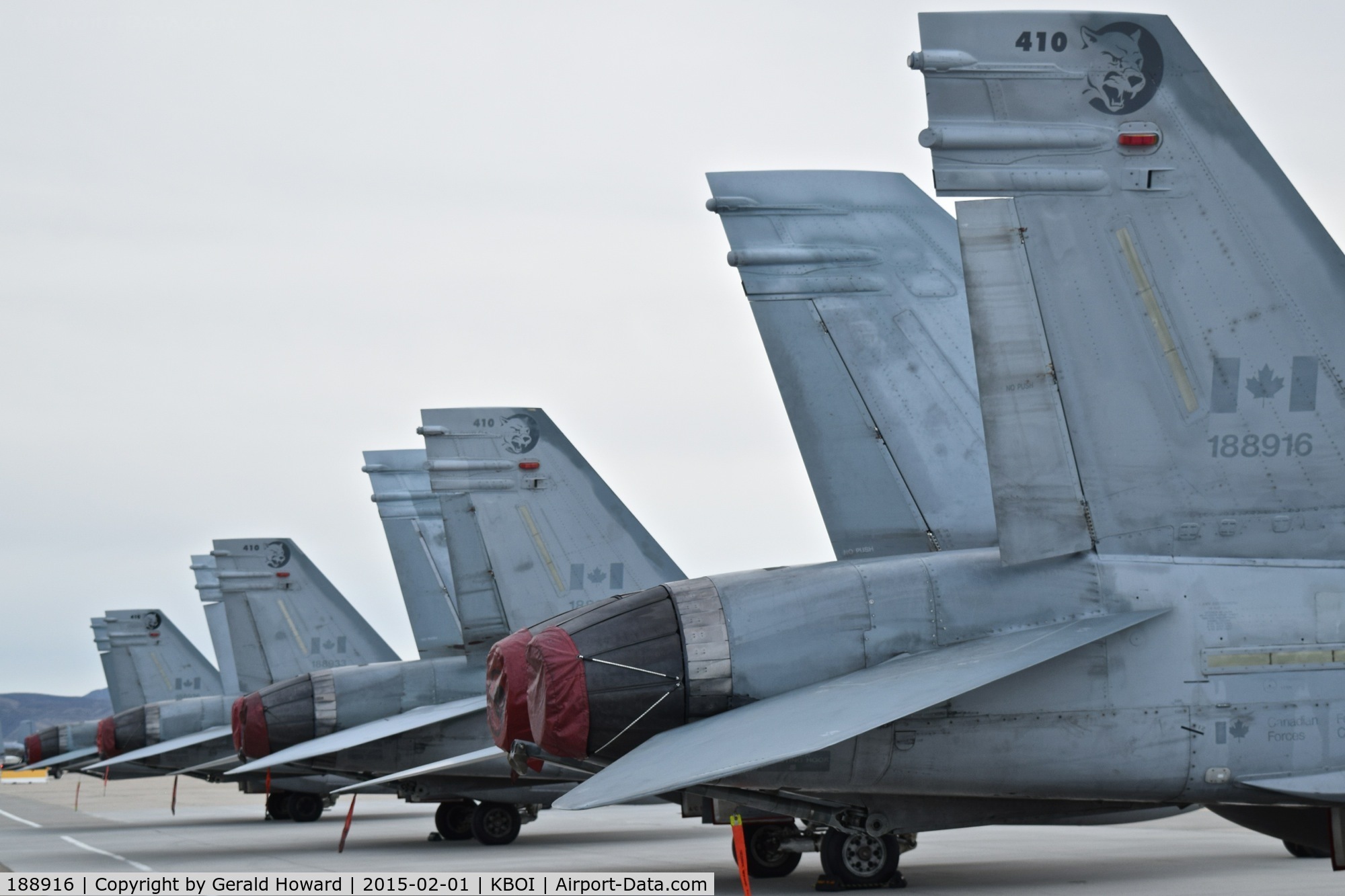 188916, 1985 McDonnell Douglas CF-188B Hornet C/N 221/B045, Parked on south GA ramp with other 410 Sq. aircraft. 410 SQ., Cold Lake, Alberta, Canada.