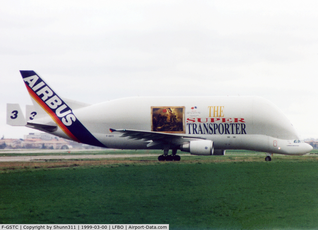 F-GSTC, 1997 Airbus A300B4-608ST Super Transporter C/N 765, Taxiing to the Airbus factory with additional special 'Delacroix' c/s to celebrate this celeb French Painted :)
