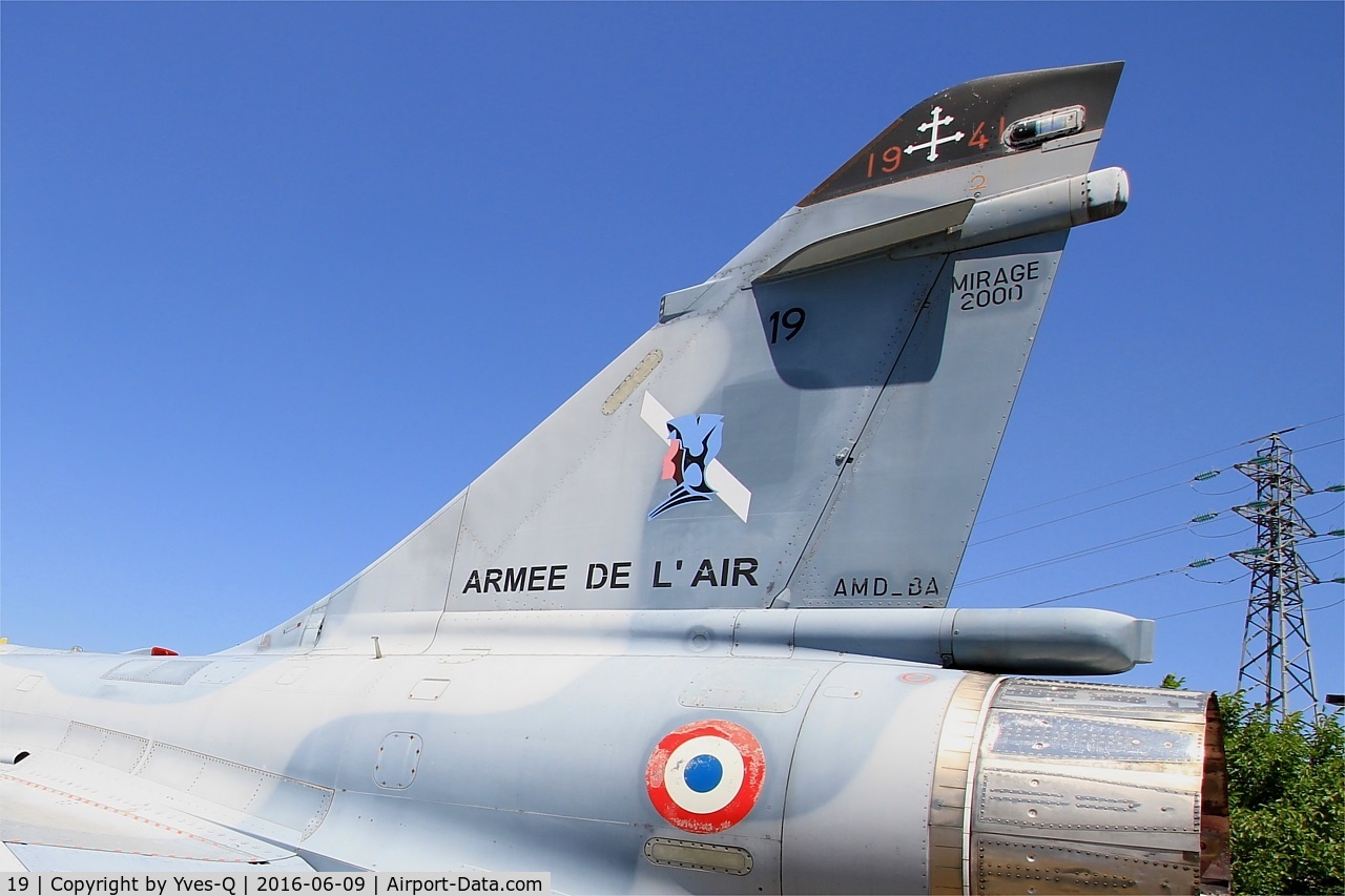 19, Dassault Mirage 2000 C C/N 50, Dassault Mirage 2000 C, Close view of tail, preserved at Les Amis de la 5ème Escadre Museum, Orange