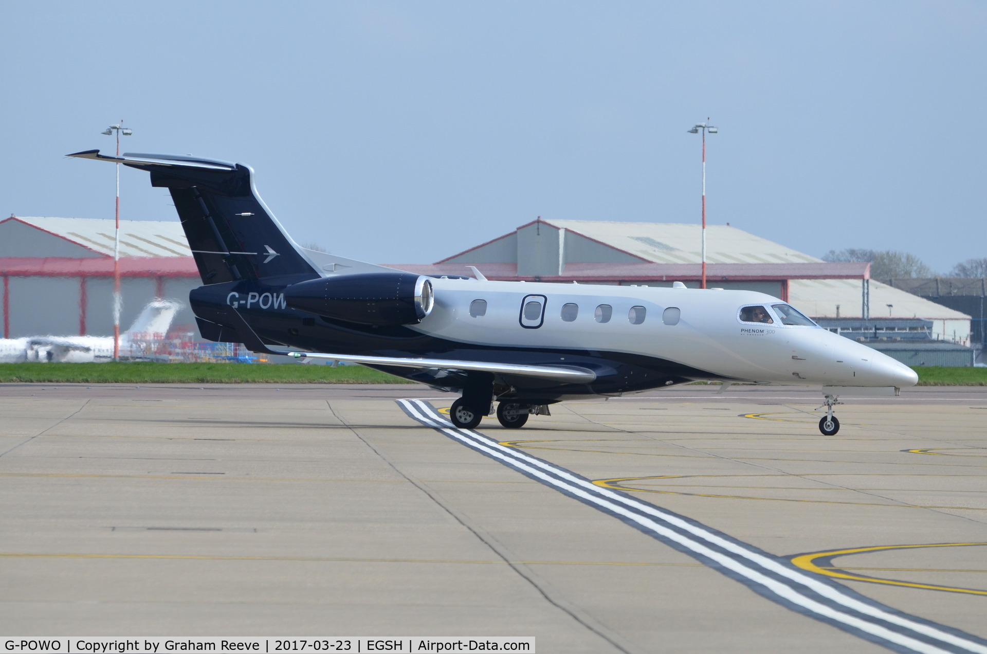 G-POWO, 2015 Embraer EMB-505 Phenom 300 C/N 50500266, Just landed at Norwich.