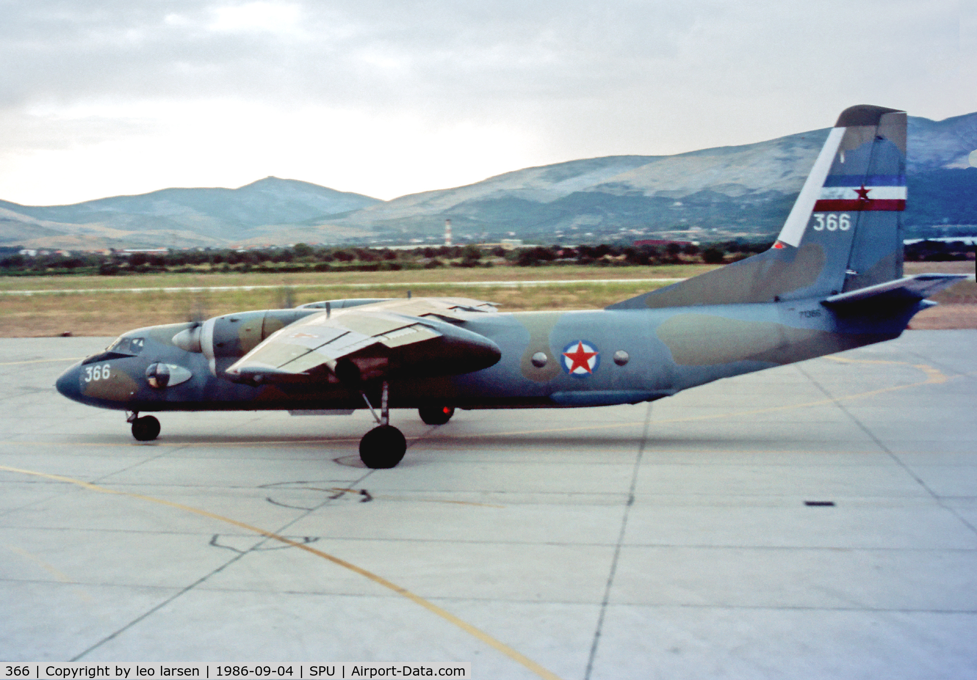 366, 1976 Antonov An-26 C/N 36 08, Split Yugoslavia 4.9.1986