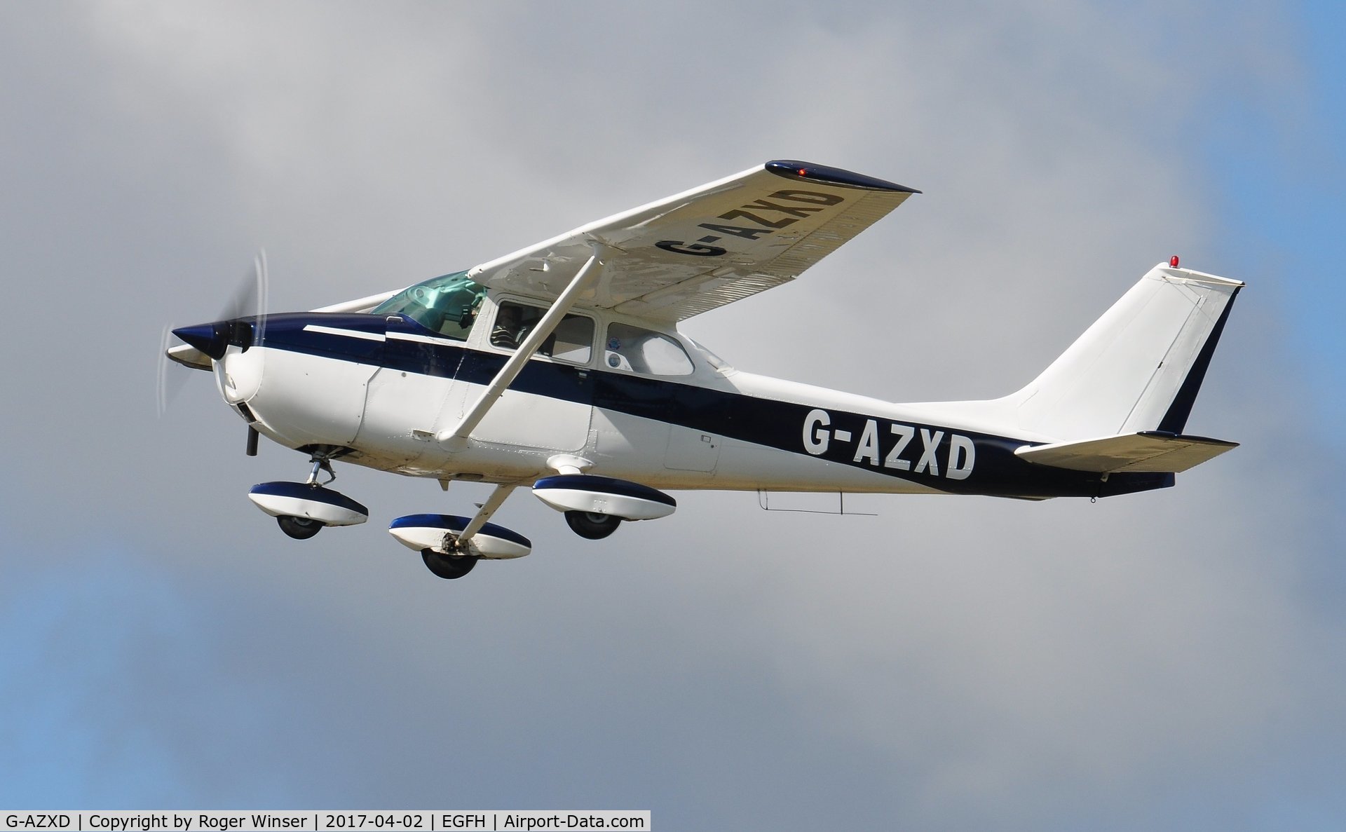 G-AZXD, 1972 Reims F172L Skyhawk C/N 0878, Visiting Reims/Cessna Skyhawk departing Runway 22.
