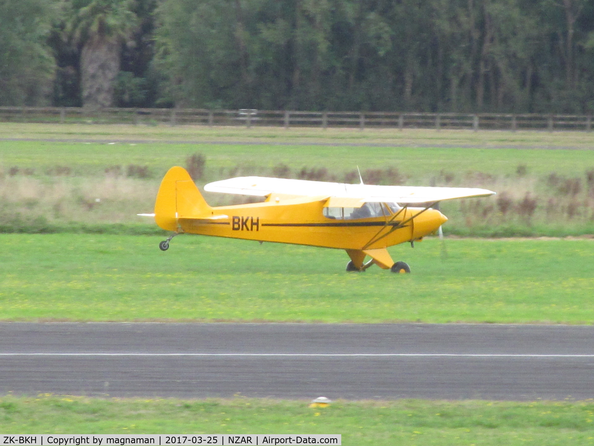 ZK-BKH, Piper PA-18A-150 Super Cub C/N 18-4674, touchdown at ardmore
