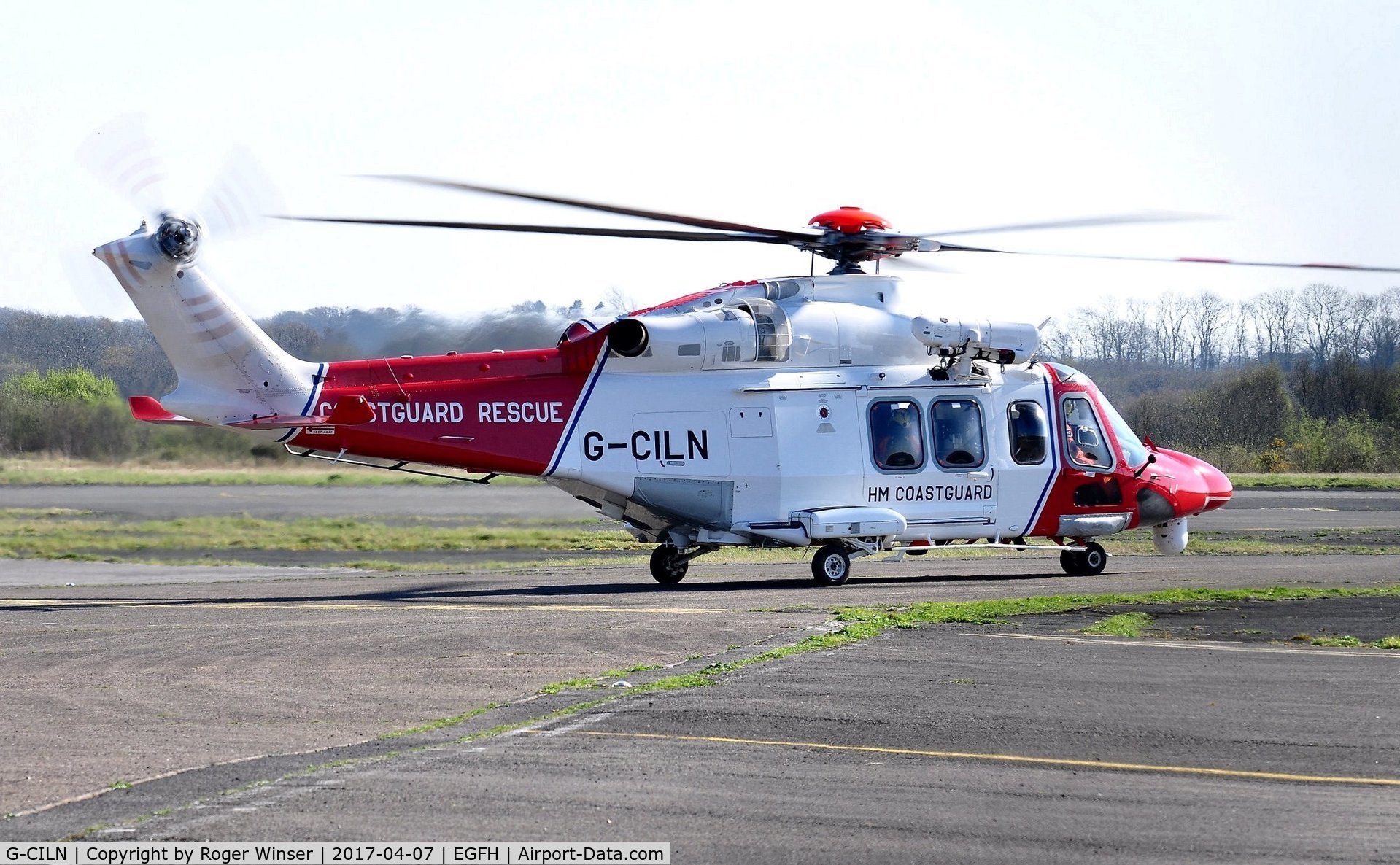 G-CILN, 2014 AgustaWestland AW-139 C/N 31586, Visiting HM Coastguard SAR helicopter 'Rescue 187' about to depart..