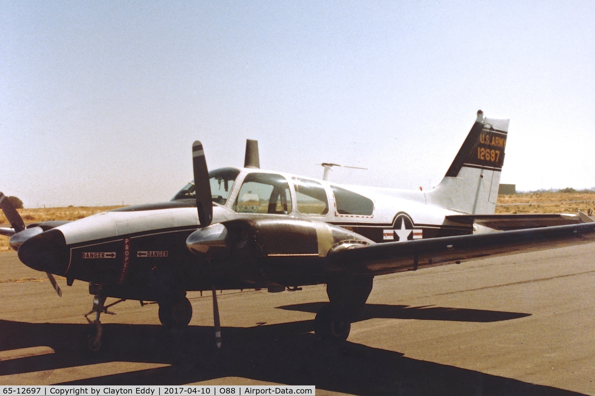65-12697, 1965 Beech T-42A Cochise C/N TF-19, Old Rio Vista Airport in California. Late 1970's