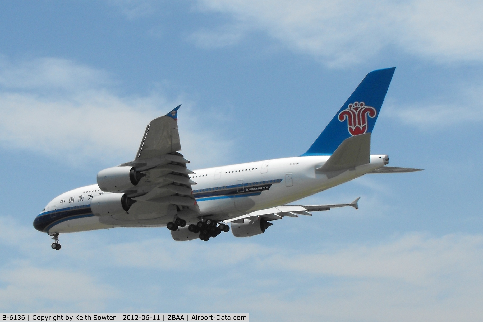 B-6136, 2011 Airbus A380-841 C/N 031, Short finals to land