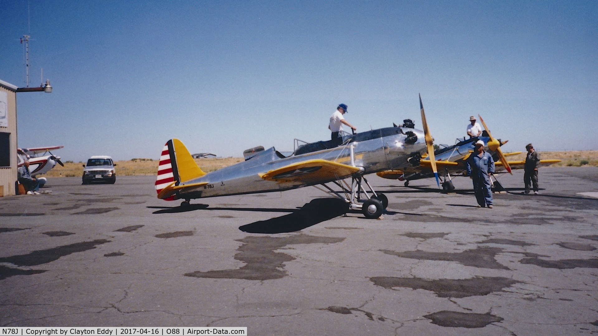 N78J, 1942 Ryan Aeronautical ST3KR C/N 1682, Old Rio Vista Airport California 1980's?