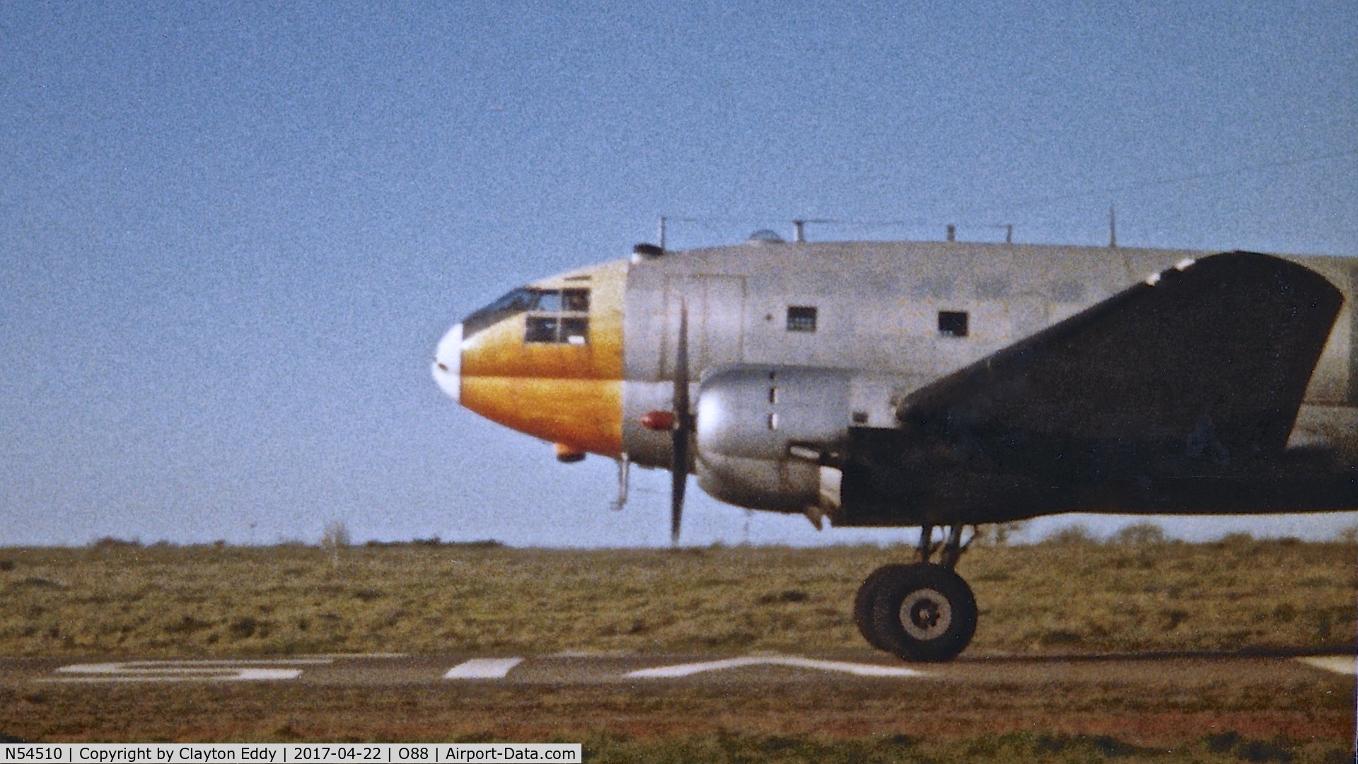 N54510, 1944 Curtiss C-46D-10-CU Commando C/N 32971, Old Rio Vista Airport in California May 1982.