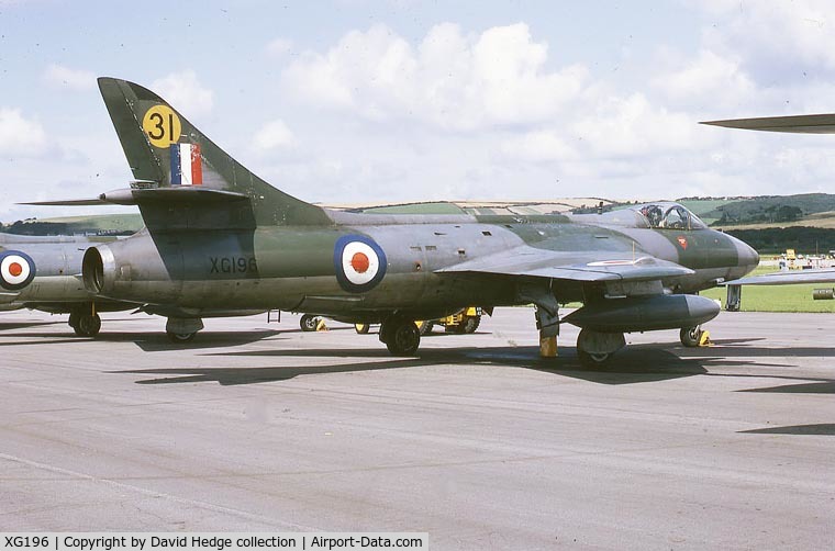 XG196, 1956 Hawker Hunter F.6A C/N 41H-680021, taken at Chivenor in Sep-69