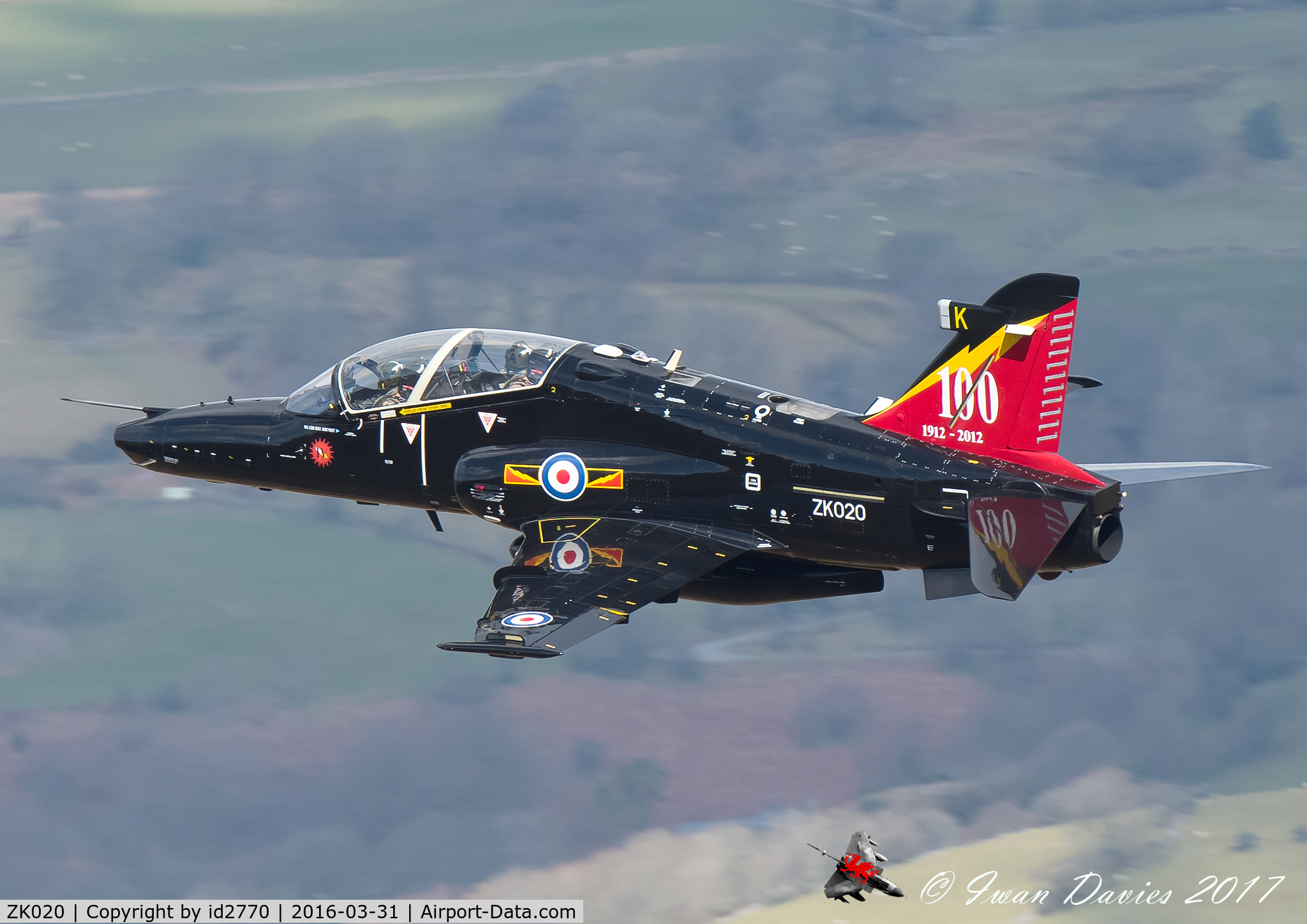 ZK020, 2009 British Aerospace Hawk T2 C/N RT011/1249, Special K passing the Bwlch Exit