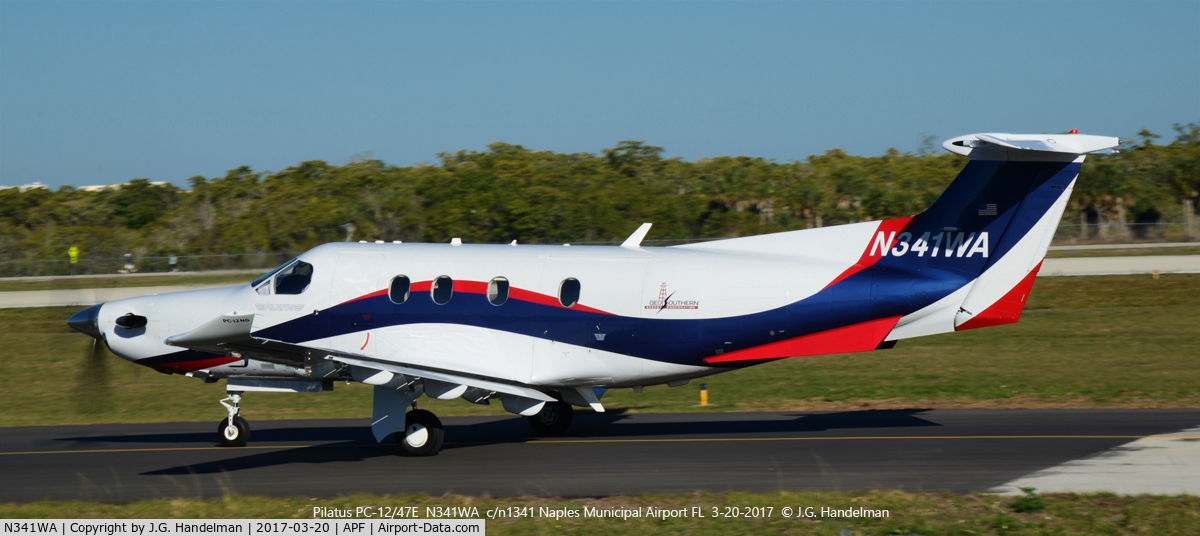 N341WA, 2012 Pilatus PC-12/47E C/N 1341, Taxiing at Naples FL.