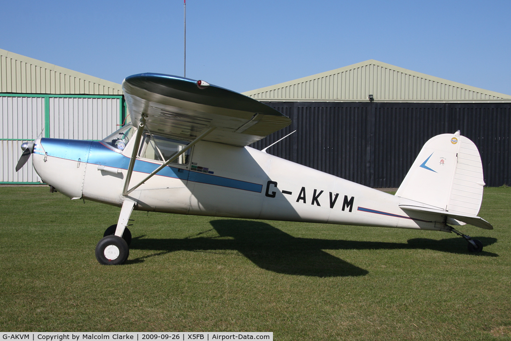 G-AKVM, 1947 Cessna 120 C/N 13431, Cessna 120 Fishburn Airfield UK. September 26th 2009.
