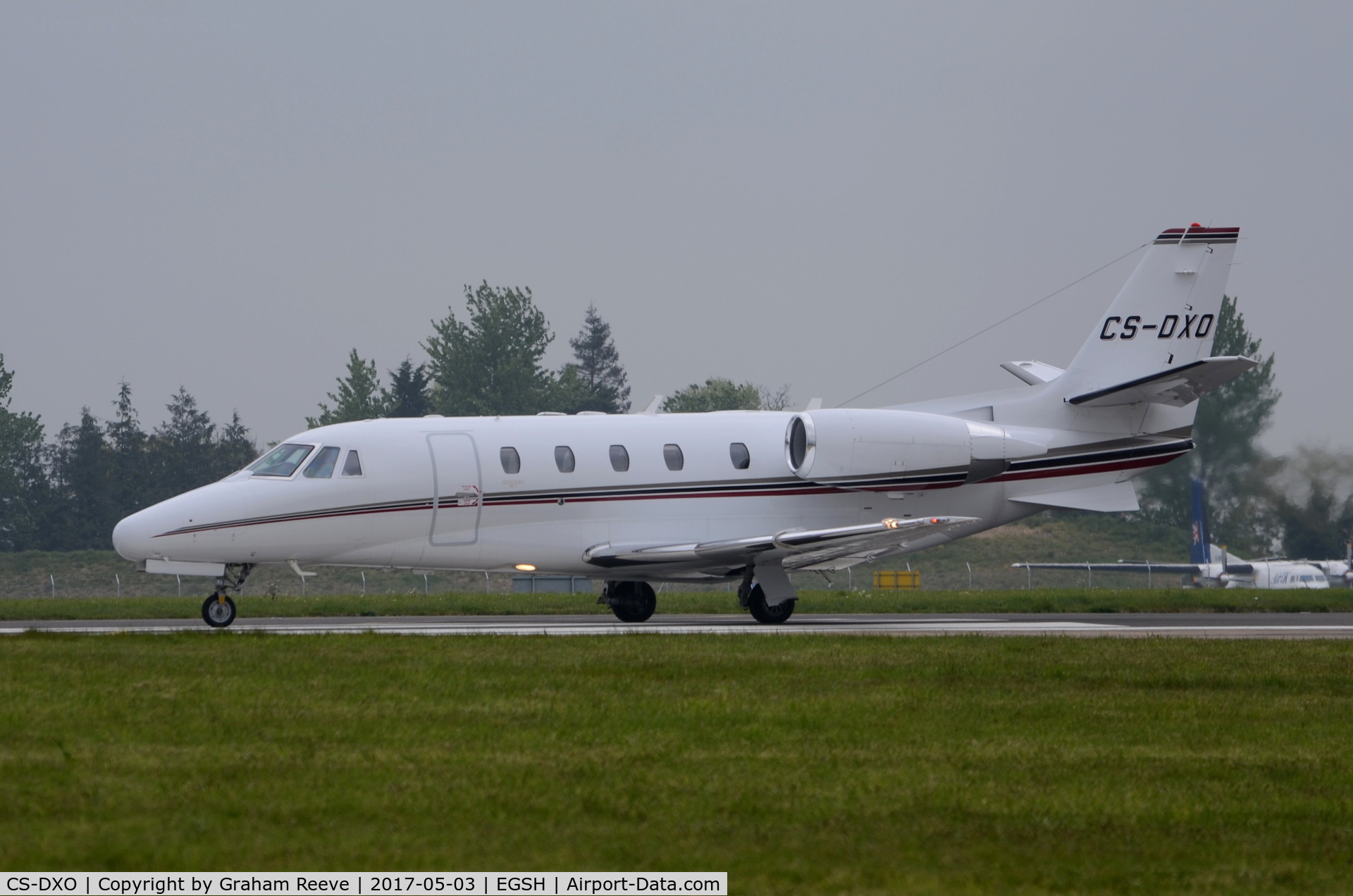 CS-DXO, 2007 Cessna 560 Citation Excel C/N 560-5692, About to depart from Norwich.