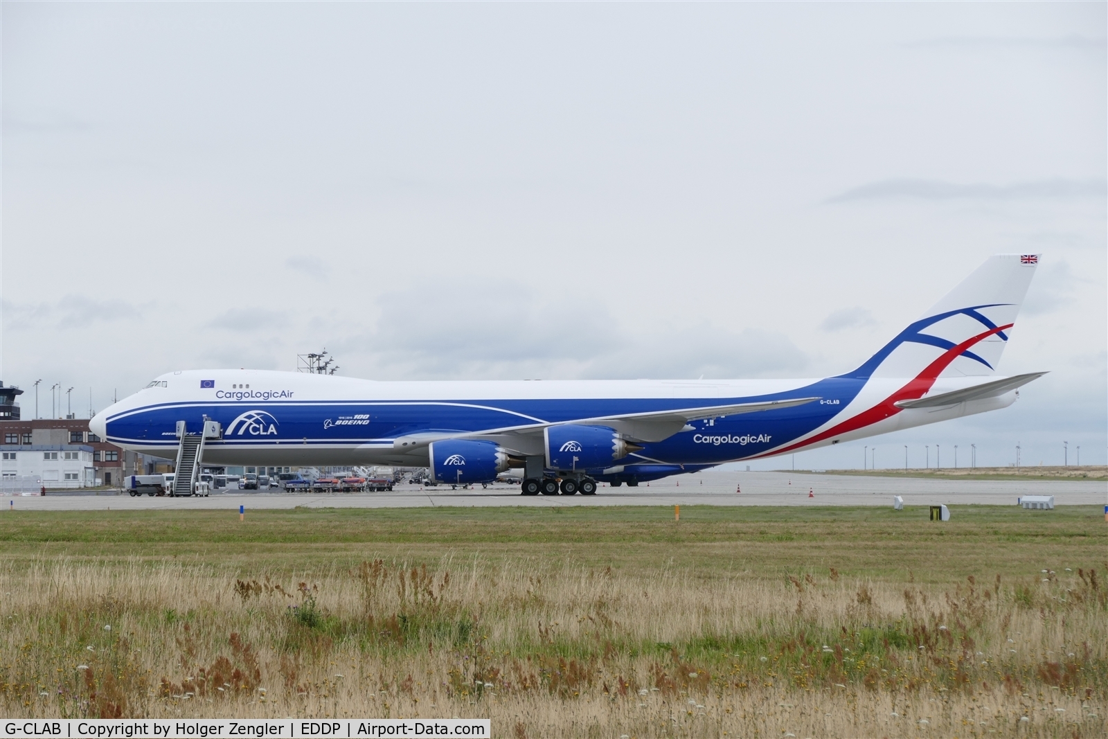 G-CLAB, 2015 Boeing 747-83QF C/N 60119, Very long Jumbo on apron 1 west...