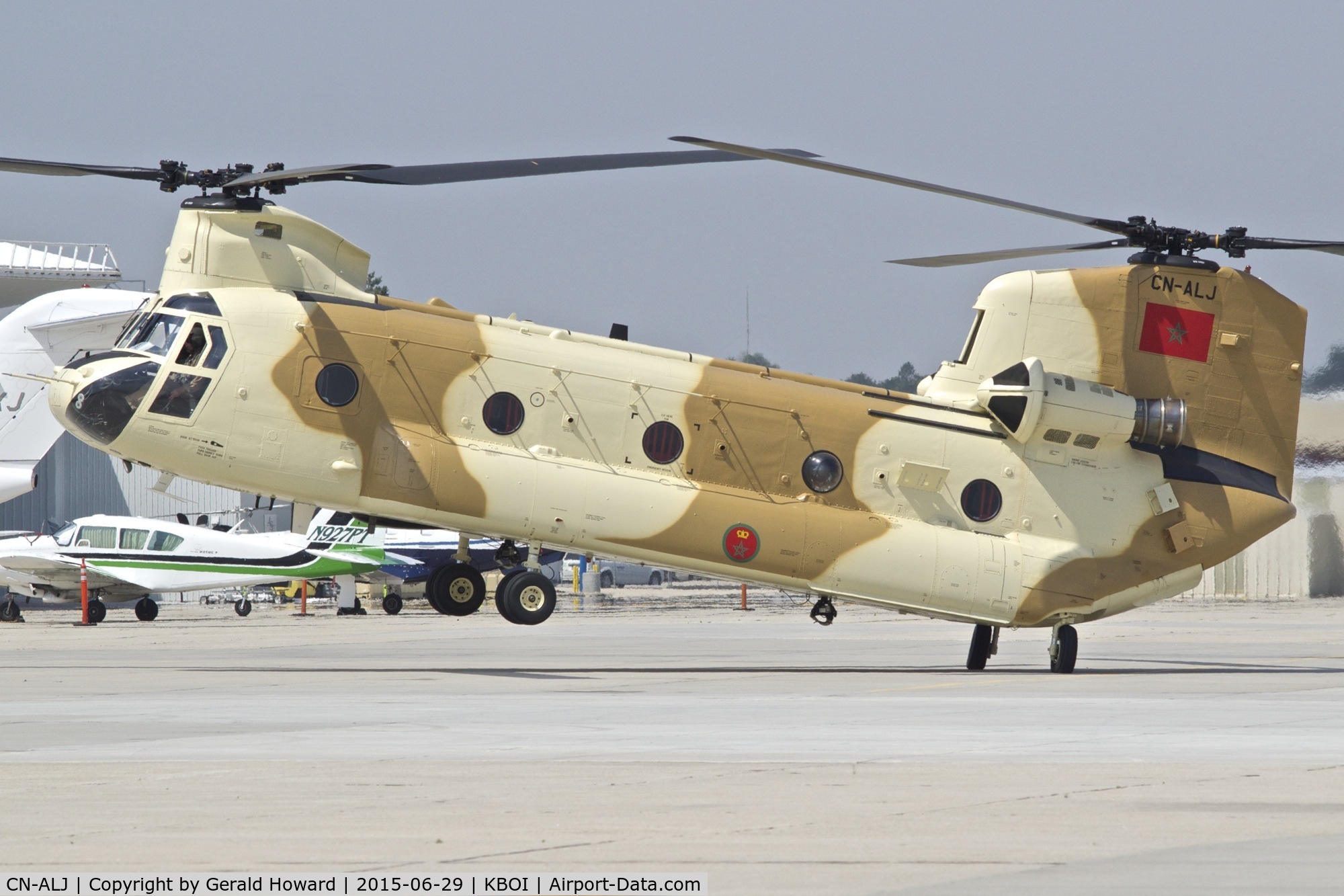 CN-ALJ, Boeing Vertol CH-47D Chinook C/N M.3277, Taxiing from south GA ramp. Royal Moroccan Air Force.