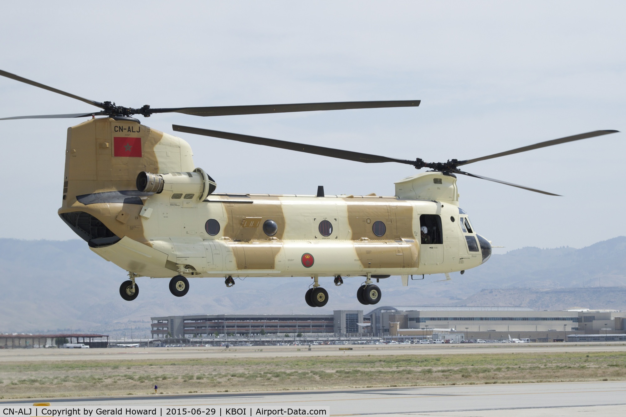 CN-ALJ, Boeing Vertol CH-47D Chinook C/N M.3277, Departing BOI from Taxiway Bravo.  Royal Moroccan Air Force.