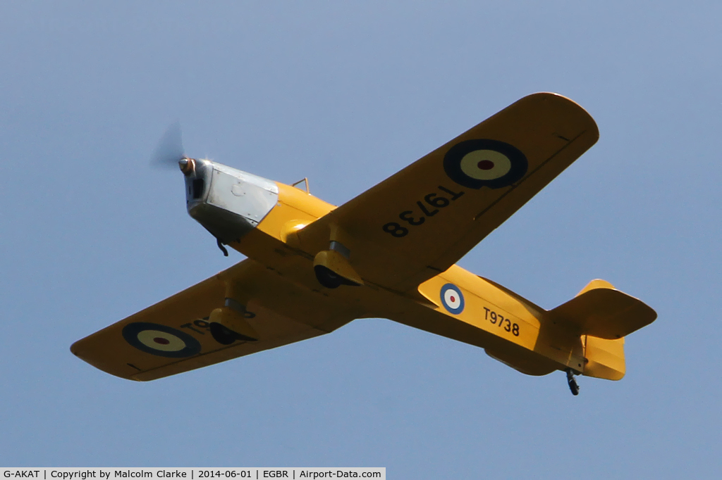 G-AKAT, 1940 Miles M14A Hawk Trainer 3 C/N 2005, Miles M14A Hawk Trainer 3 at Breighton Airfield's Open Cockpit and Biplane Fly-In. June 1st 2014.