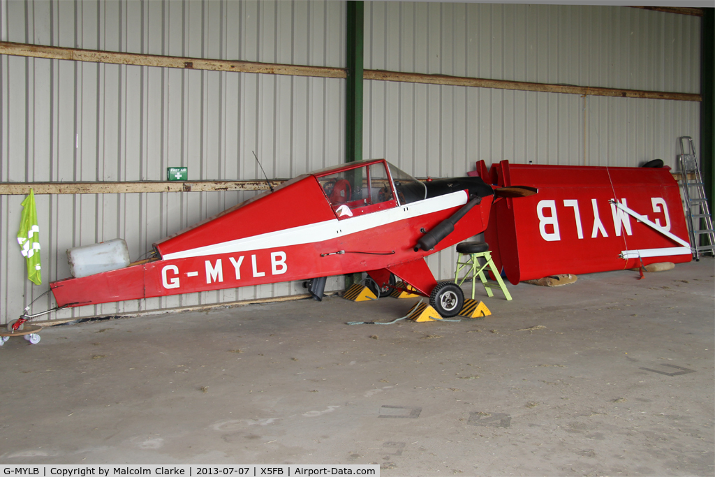 G-MYLB, 1993 Team Mini-Max 91 C/N PFA 186-12419, Team Minimax 91 Disassembled prior to a re-paint. Fishburn Airfield, July 7th 2013.