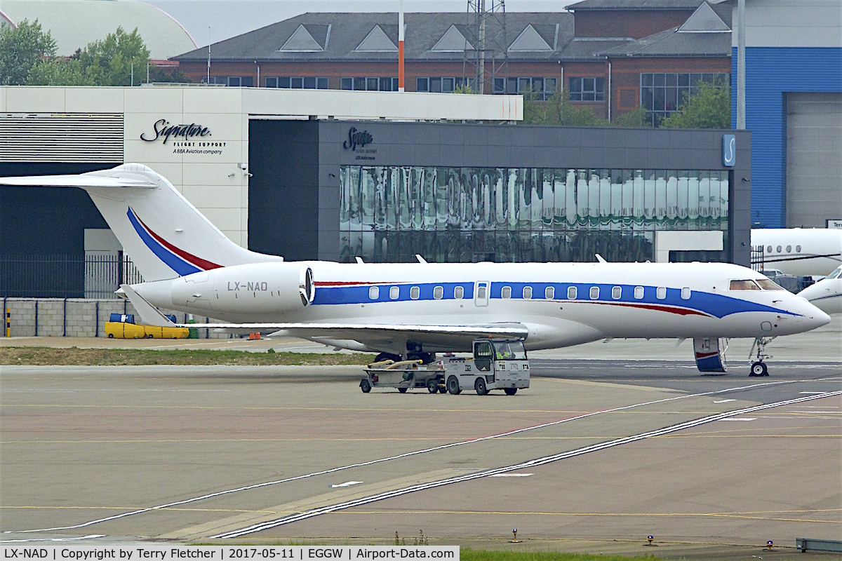 LX-NAD, 2014 Bombardier BD-700-1A10 Global 6000 C/N 9601, At London - Luton Airport