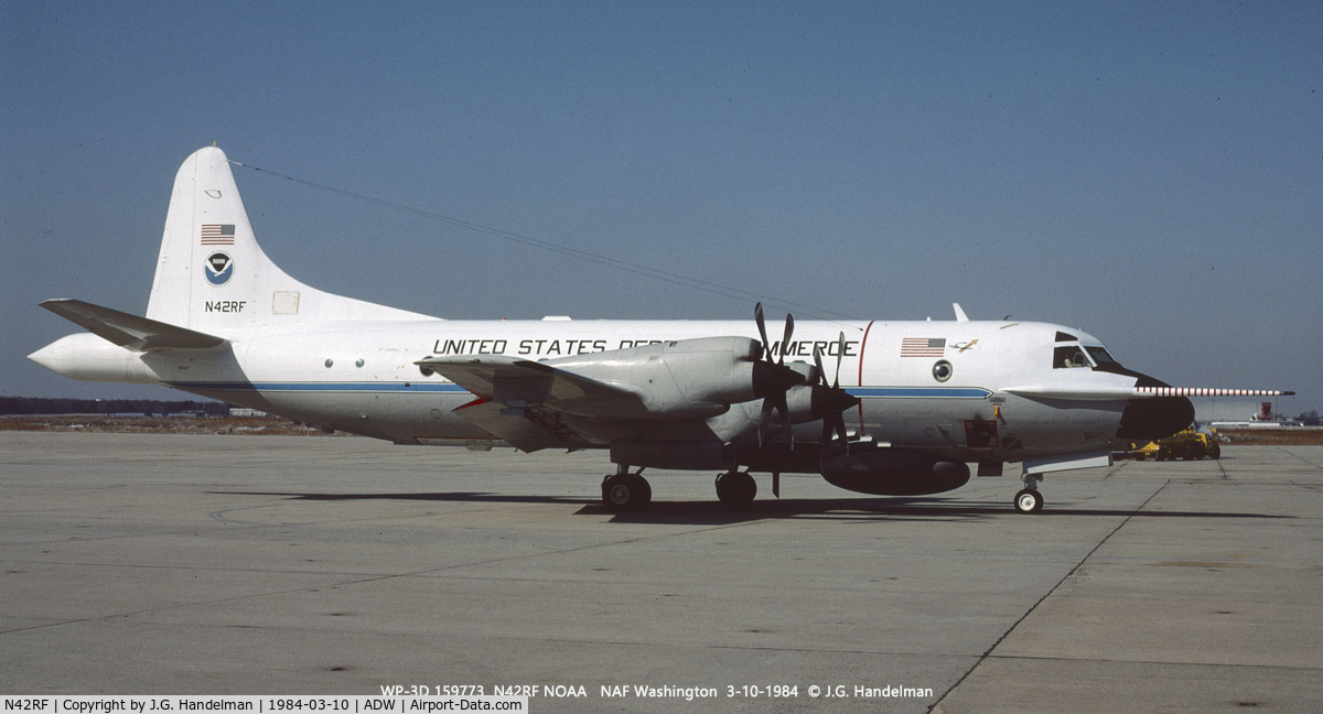 N42RF, Lockheed WP-3D Orion C/N 5622, At NAF Washington 3-10-1984.