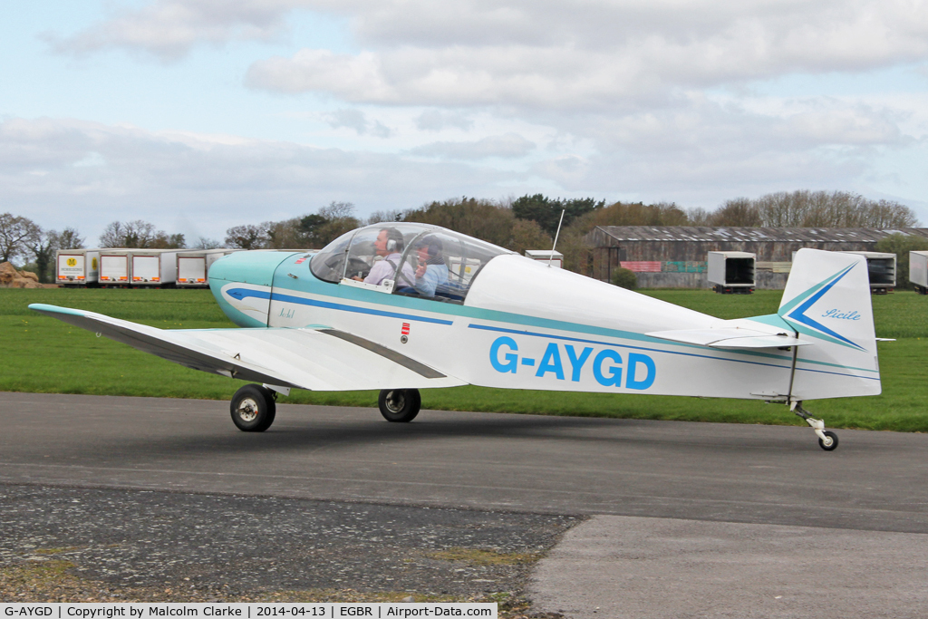 G-AYGD, 1963 CEA Jodel DR1050 Sicile C/N 515, CEA Jodel DR1050 Sicile at Breighton Airfield's Early Bird Fly-In. April 13th 2014.