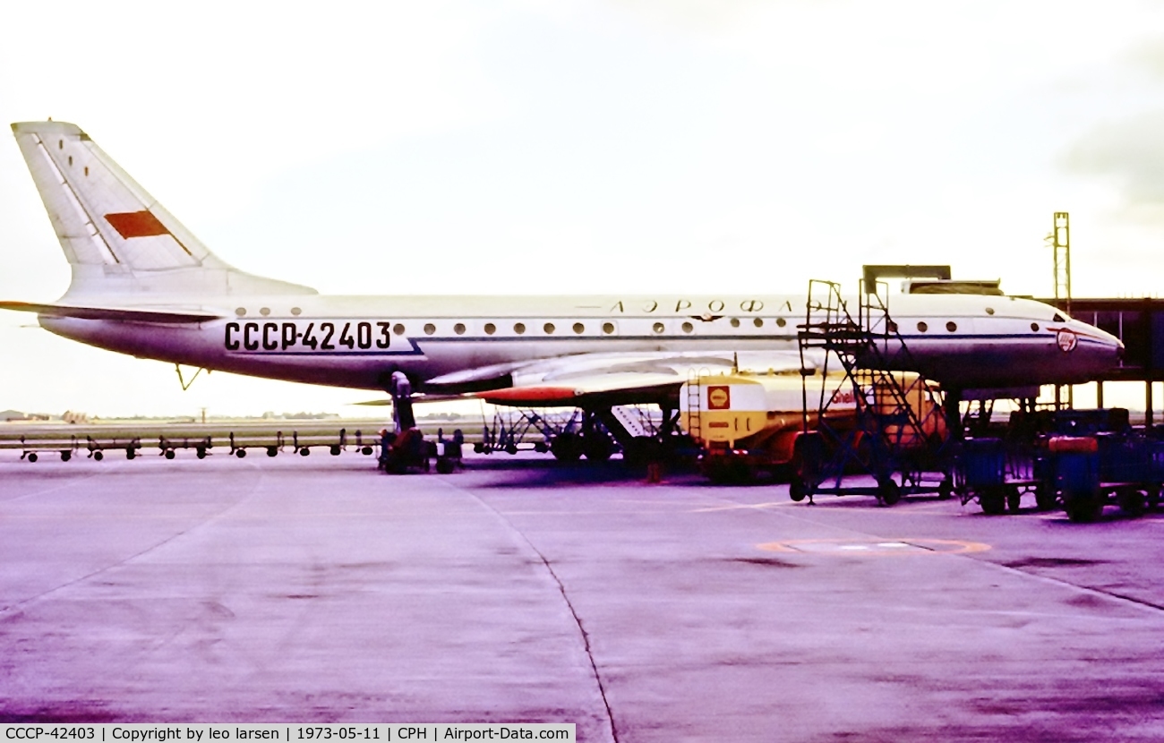 CCCP-42403, 1958 Tupolev Tu-104B C/N 820105, Copenhagen 11.5.1973