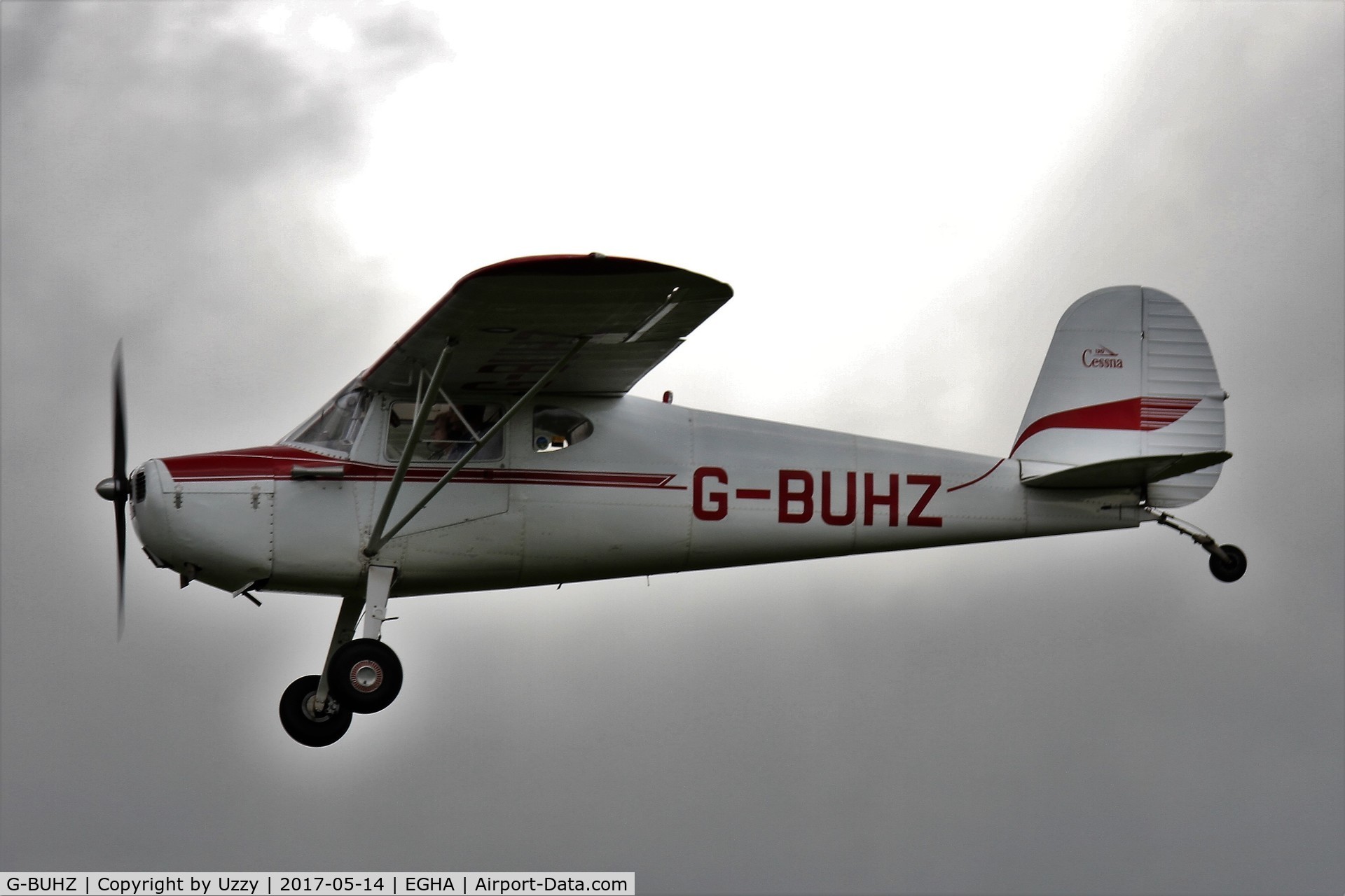 G-BUHZ, 1948 Cessna 120 C/N 14950, Arriving for a Pooleys Flyin