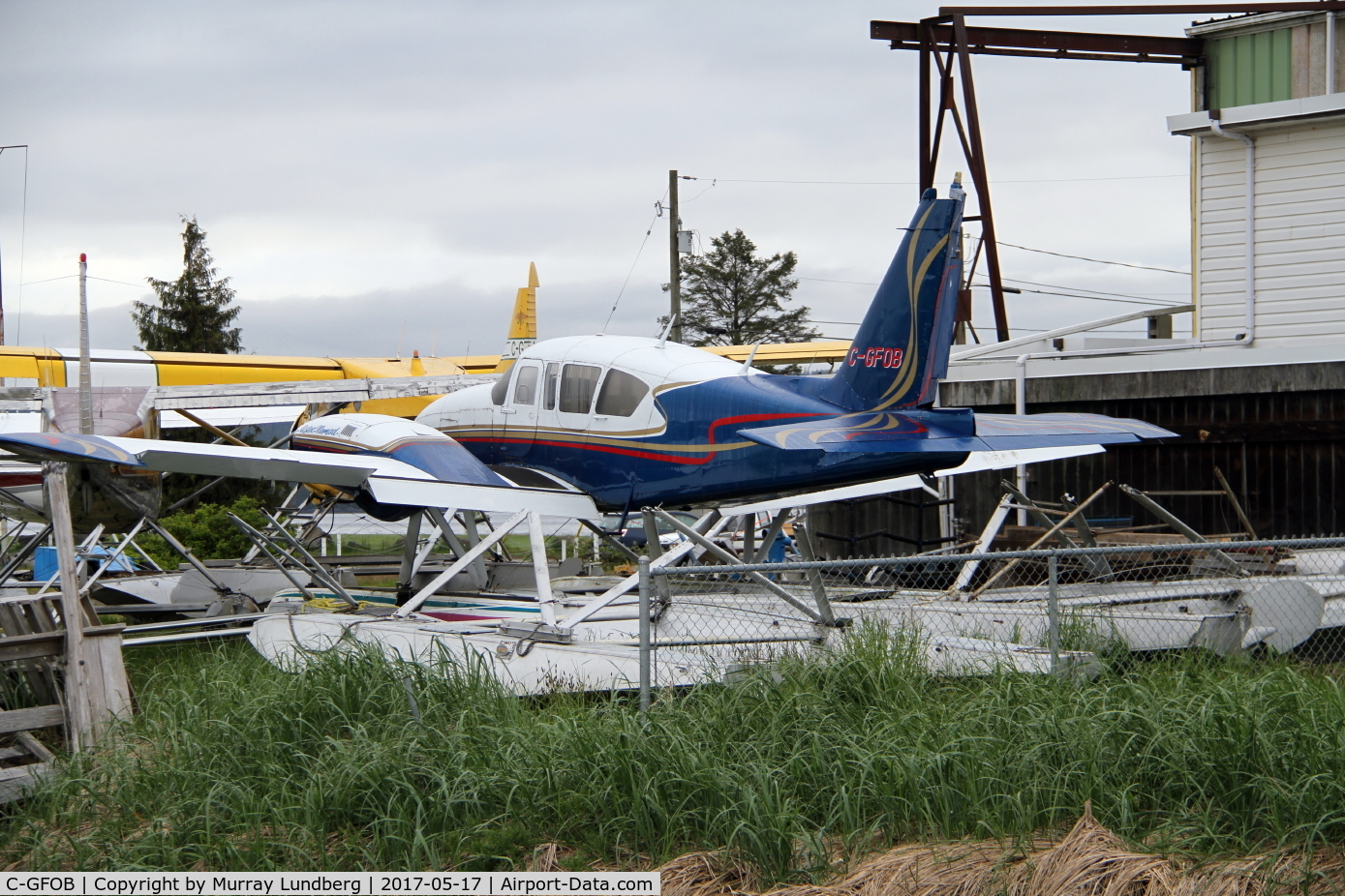 C-GFOB, 1969 Piper PA-23-250 Aztec C/N 27-4000, In winter storage at the float base on Tyee Spit at Campbell River, BC, Canada.