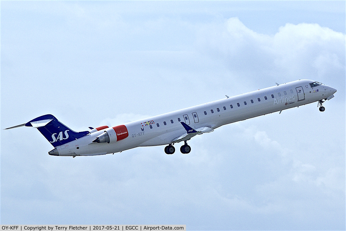 OY-KFF, 2009 Bombardier CRJ-900 (CL-600-2D24) C/N 15231, At Manchester Airport