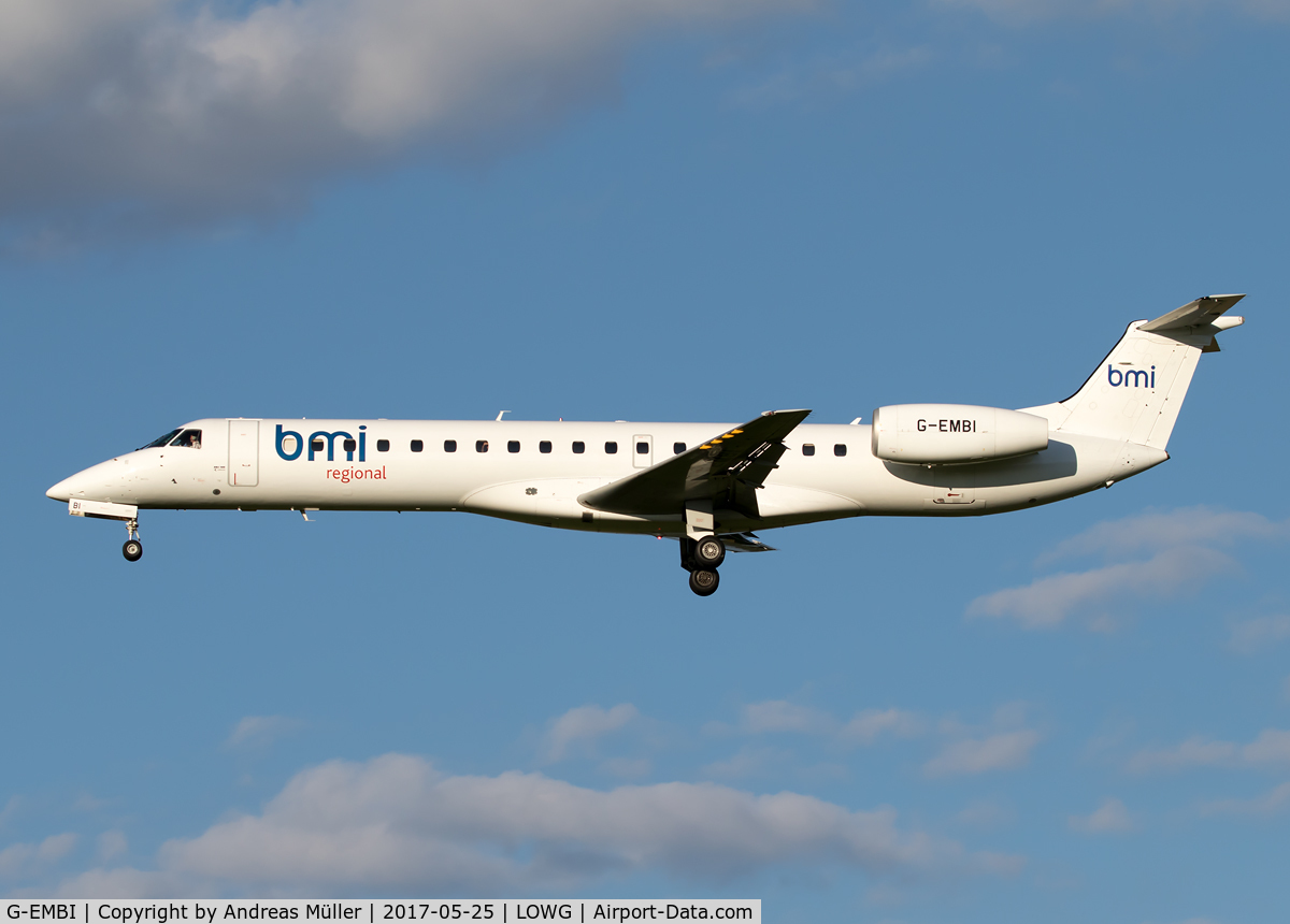 G-EMBI, 1999 Embraer EMB-145EU (ERJ-145EU) C/N 145126, Arriving from Birmingham.