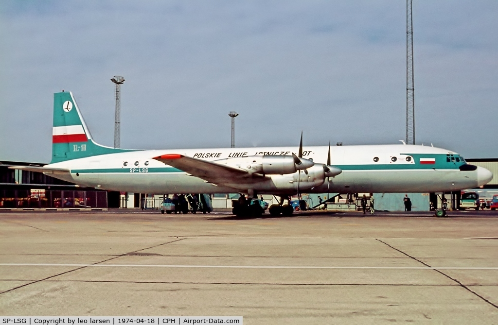 SP-LSG, 1965 Ilyushin Il-18E C/N 185008603, Copenhagen 18.4.1974
