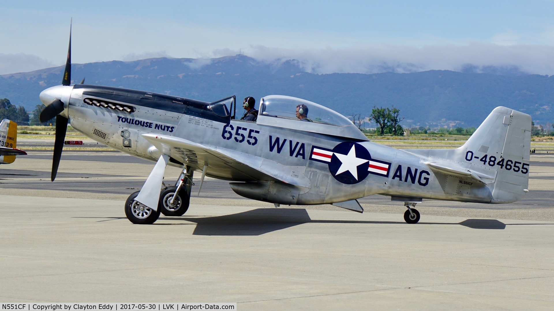 N551CF, 1944 North American TF-51D Mustang C/N 122-44511, Livermore Airport California 2017.