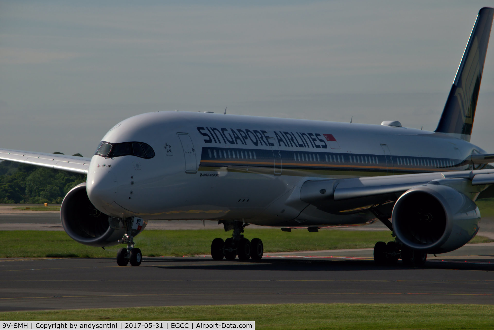 9V-SMH, 2016 Airbus A350-941 C/N 068, left 23R now taxing to its gate/stand