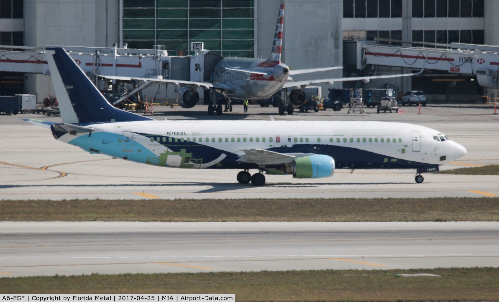 A6-ESF, 1991 Boeing 737-4Y0 C/N 25177, Former Eastern Skyjets 737-400 wearing the temporary  registration of N760SL of Santos Leasing