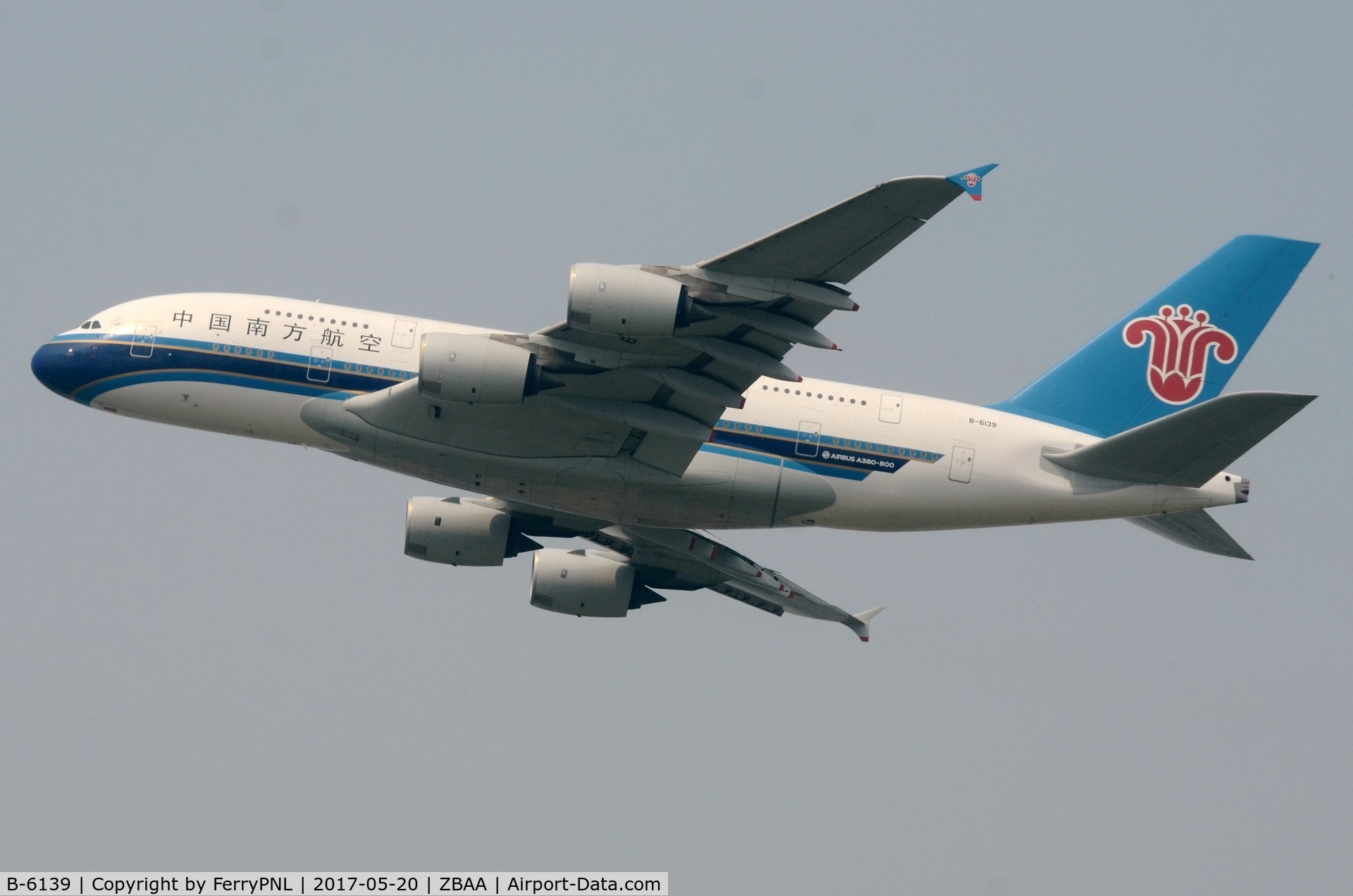 B-6139, 2012 Airbus A380-841 C/N 088, China Southern A388 departing PEK