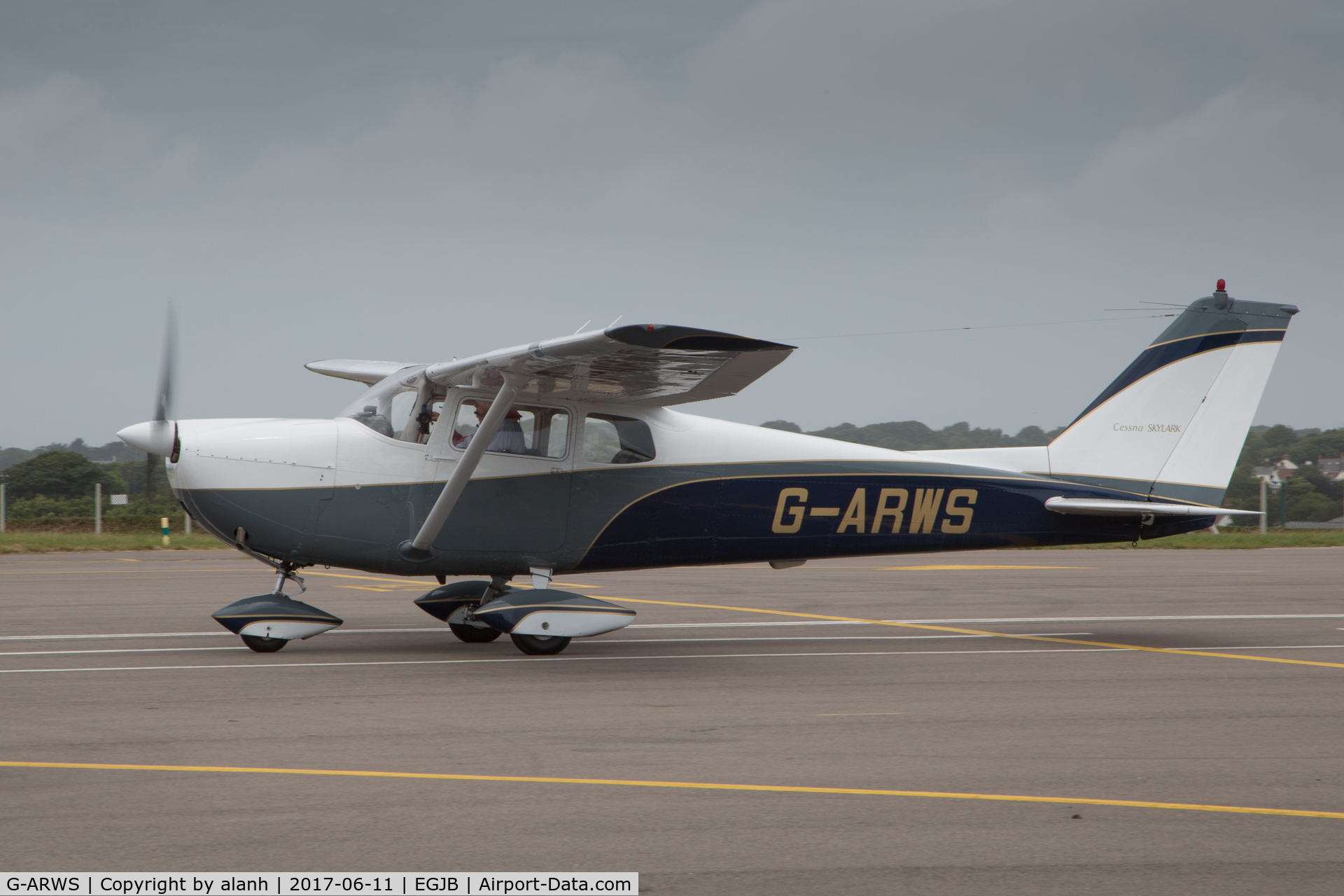 G-ARWS, 1962 Cessna 175C Skylark C/N 17557102, Departing the 2017 Guernsey Air Rally