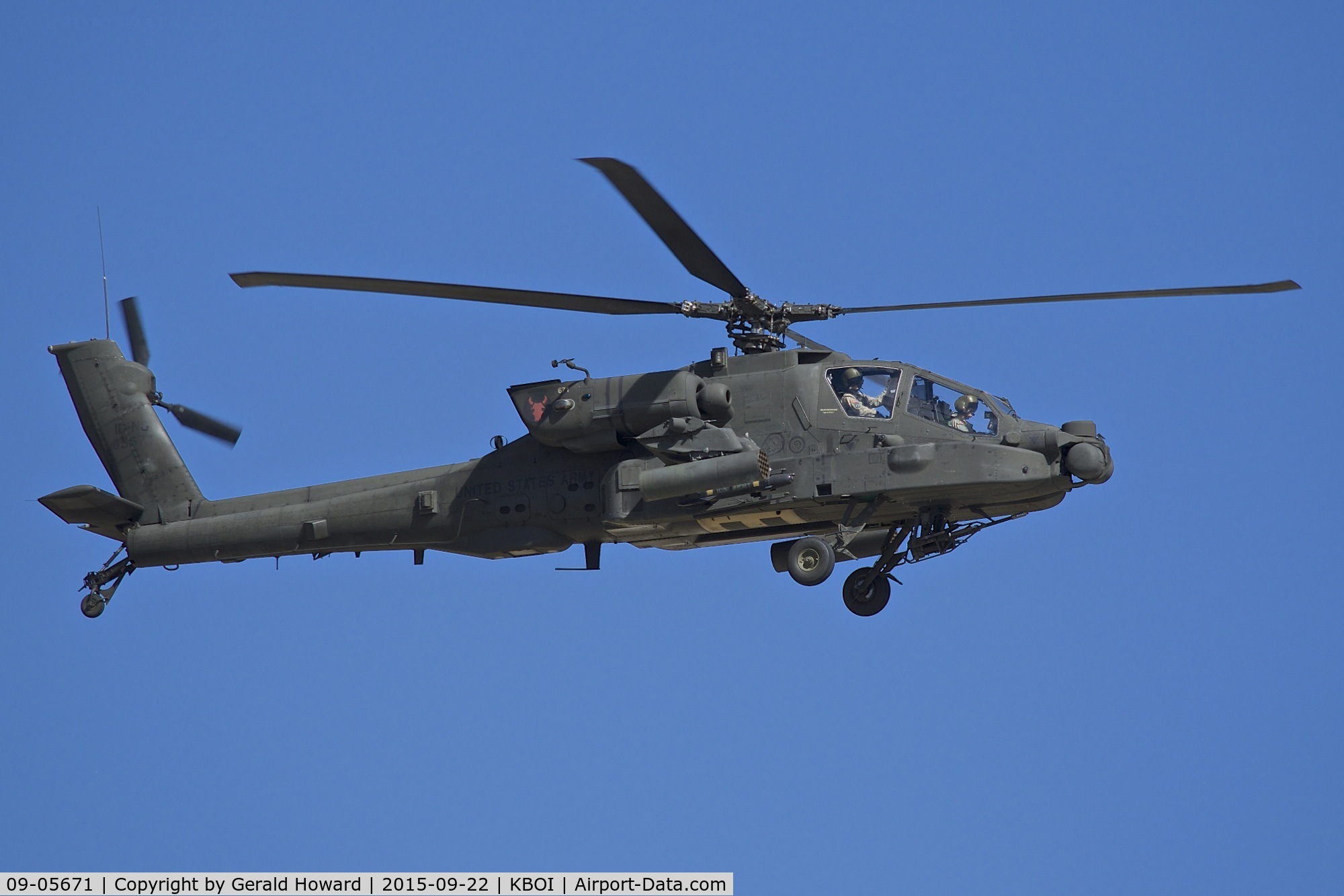 09-05671, 2009 Boeing AH-64D Longbow Apache C/N PVD671, Departing BOI.