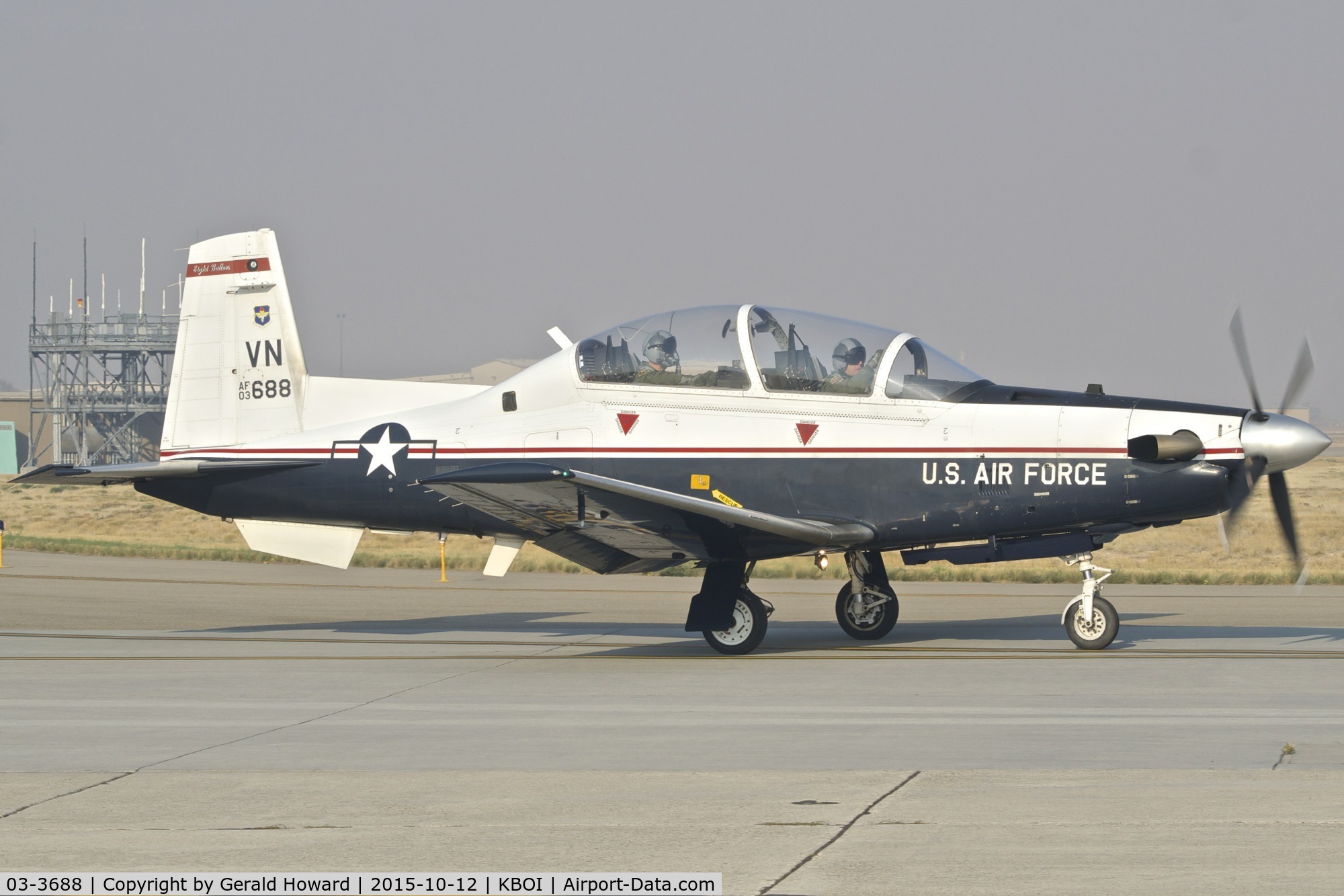 03-3688, Raytheon T-6A Texan II C/N PT-234, Taxiing to RWY 10R.  71st Flying Training Wing,      
8th Flying Training Squadron  “8 Ballers”, Vance AFB, OK.